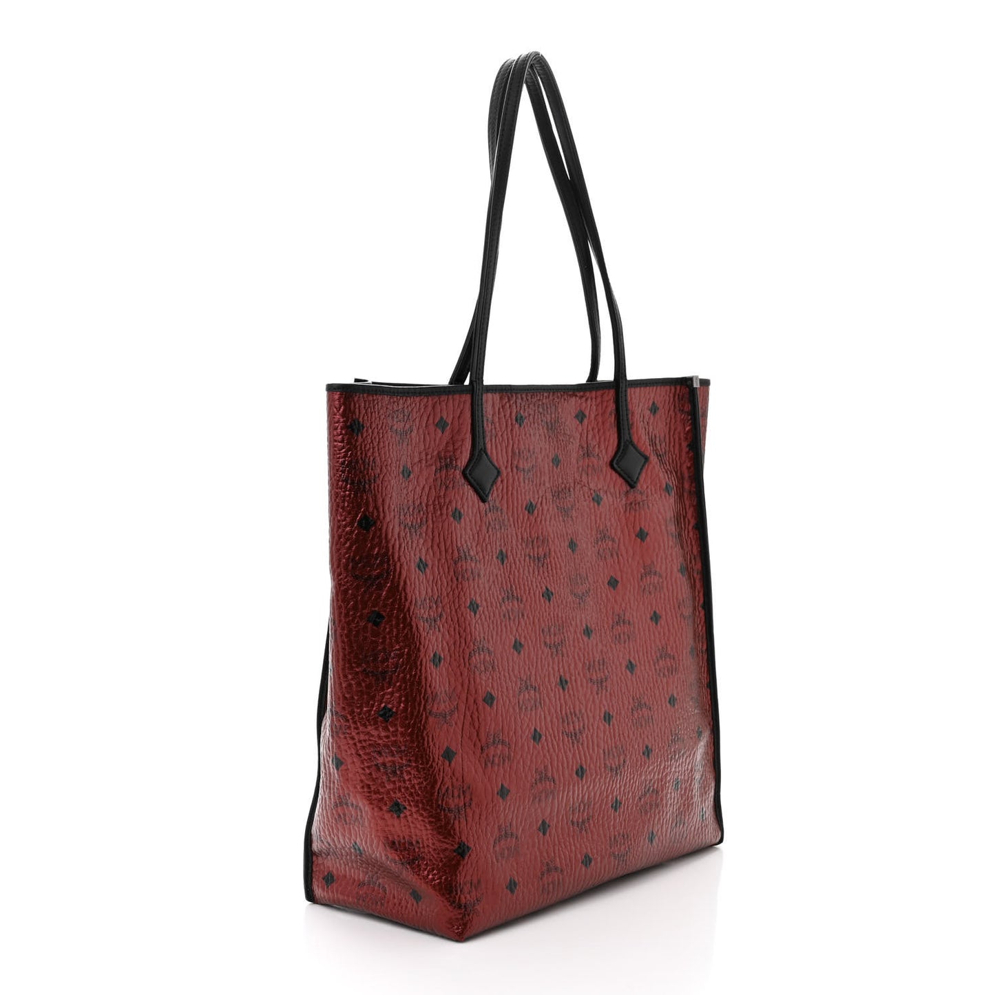 Metallic Visetos Medium Kira North South Shopper Tote Scooter Red