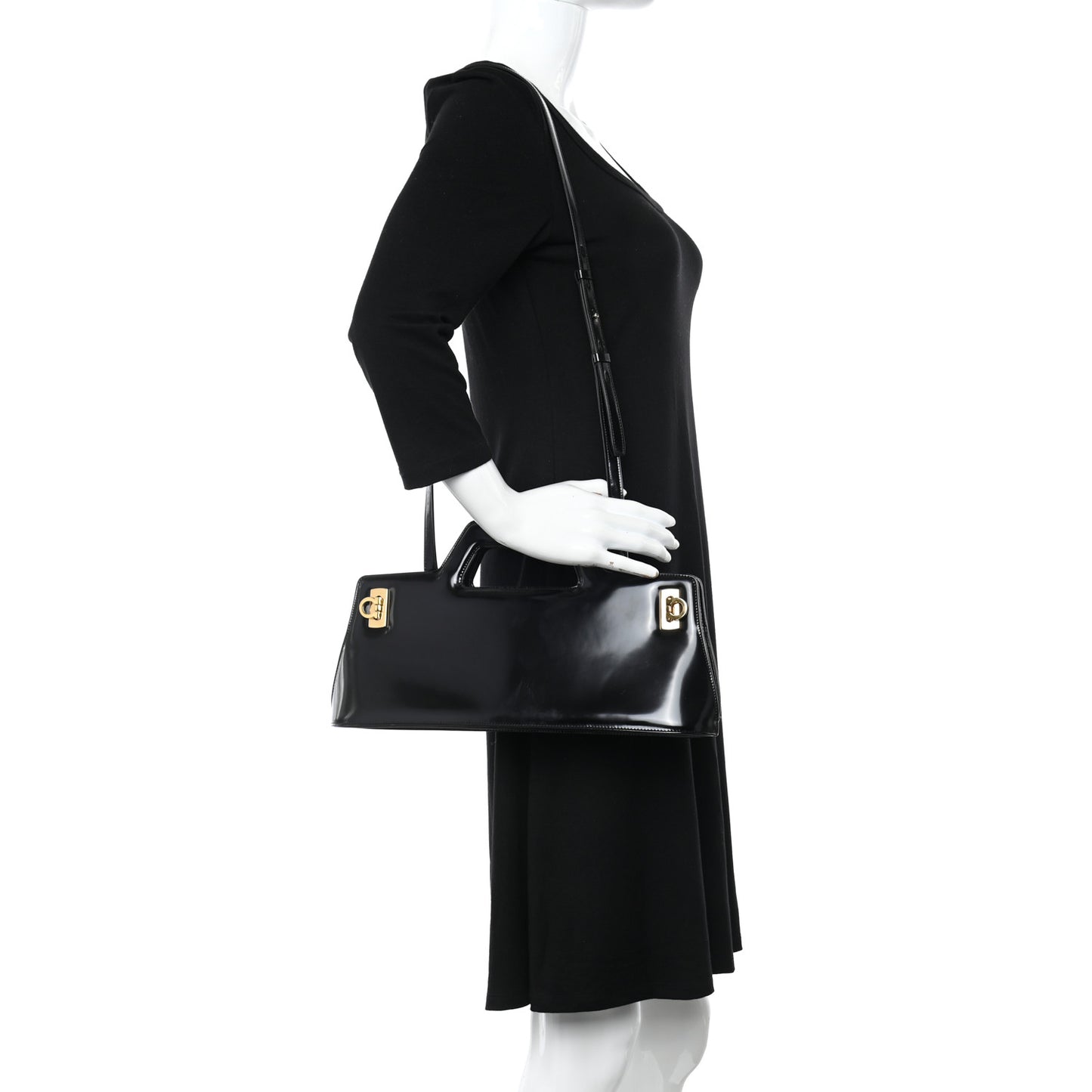 Brushed Off Calfskin Wanda East West Top Handle Bag Black
