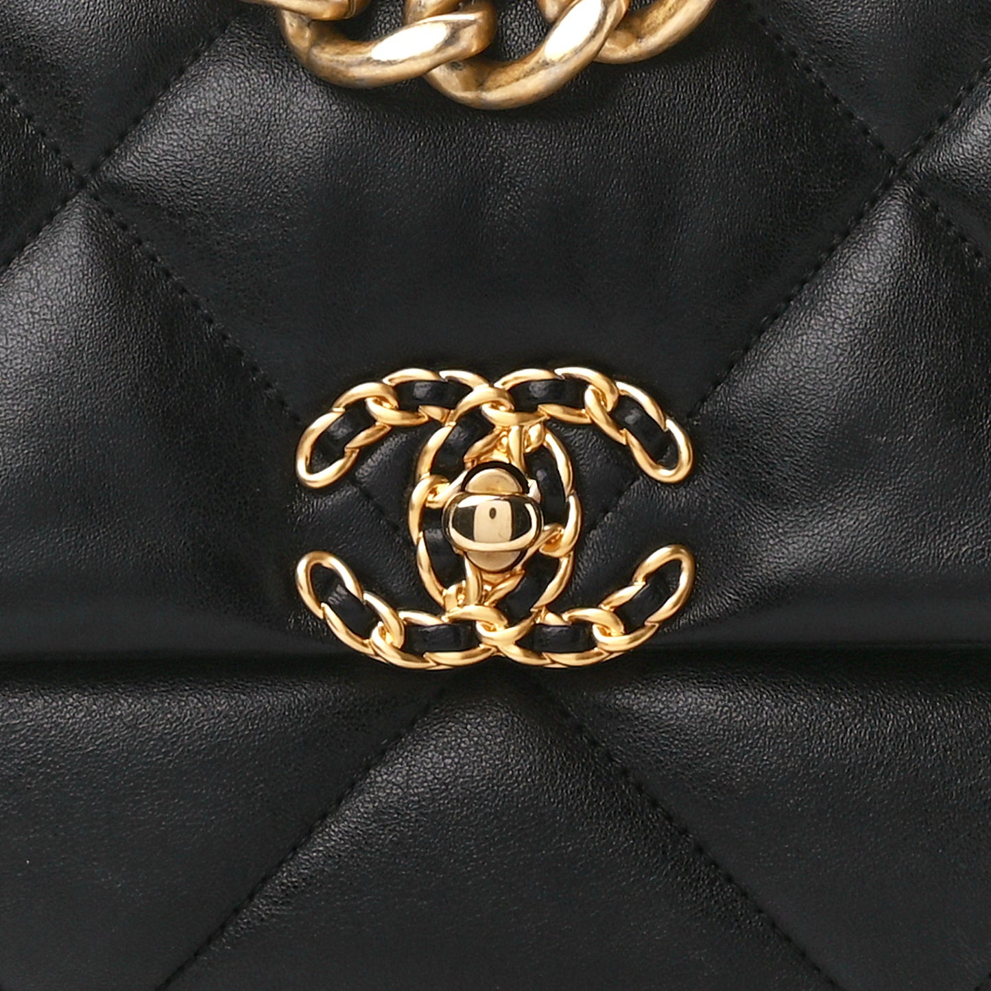 Lambskin Quilted Large Chanel 19 Flap Black