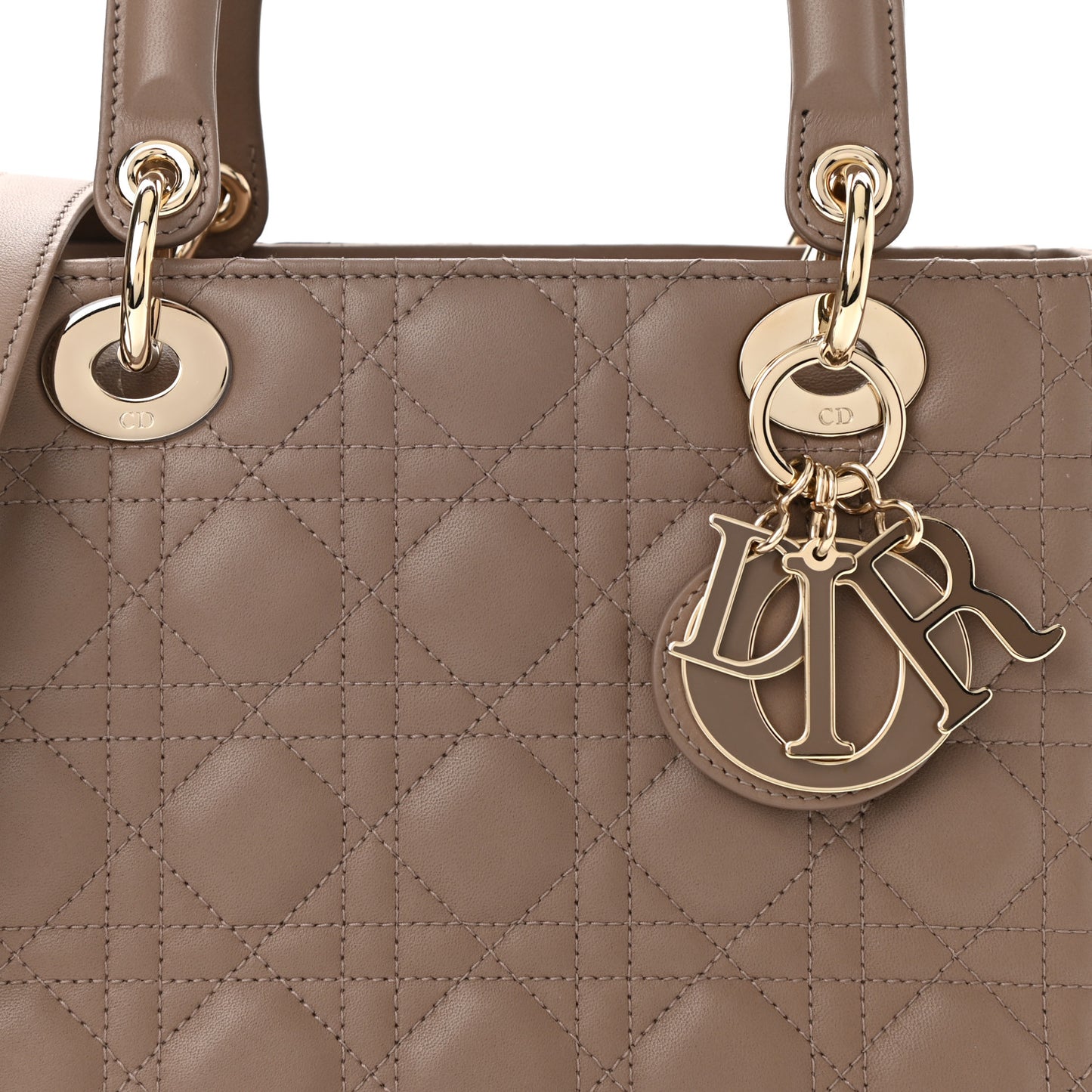Lambskin Cannage Medium Lady Dior Warm Taupe