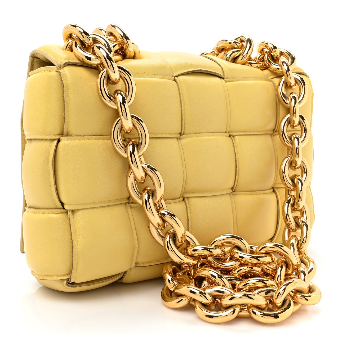 Lambskin Maxi Intreccio Padded Chain Cassette Crossbody Bag Corn