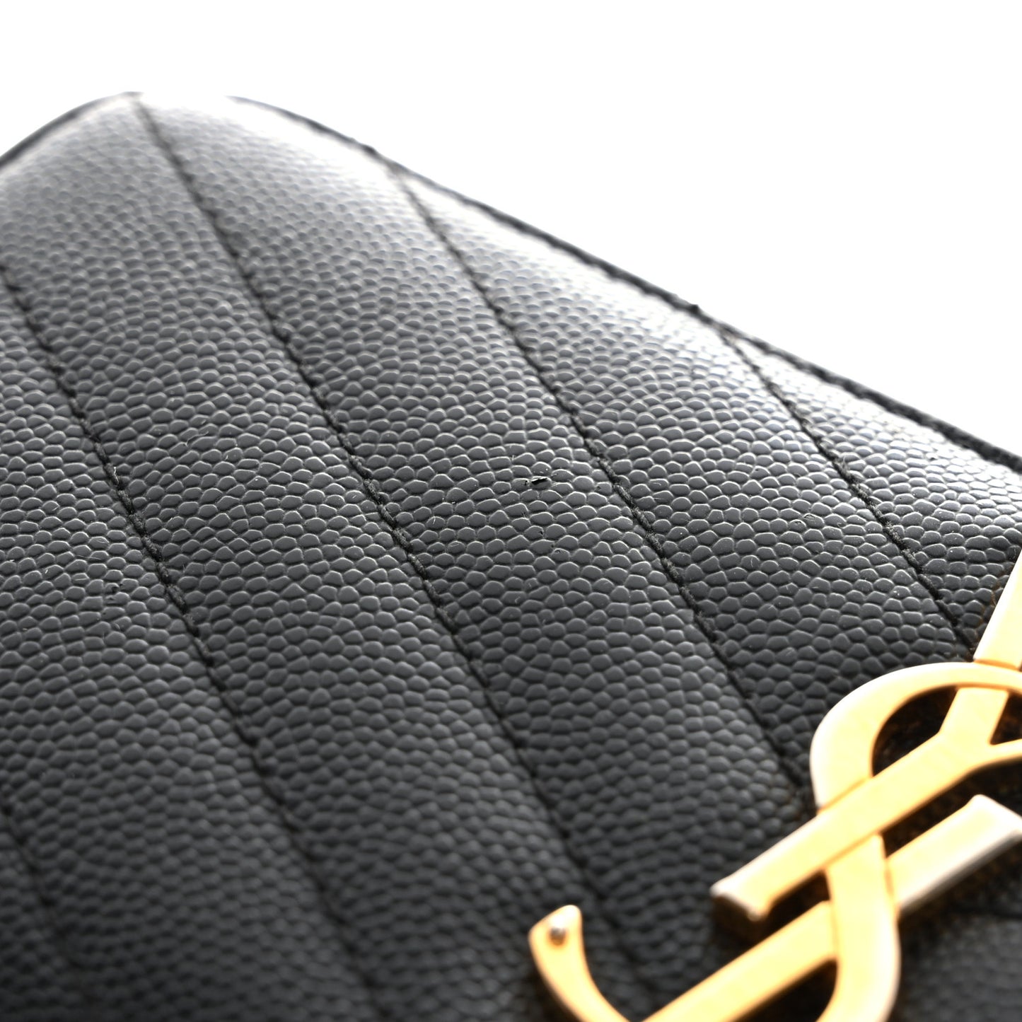 Grain De Poudre Matelasse Chevron Monogram Zip Around Wallet Black