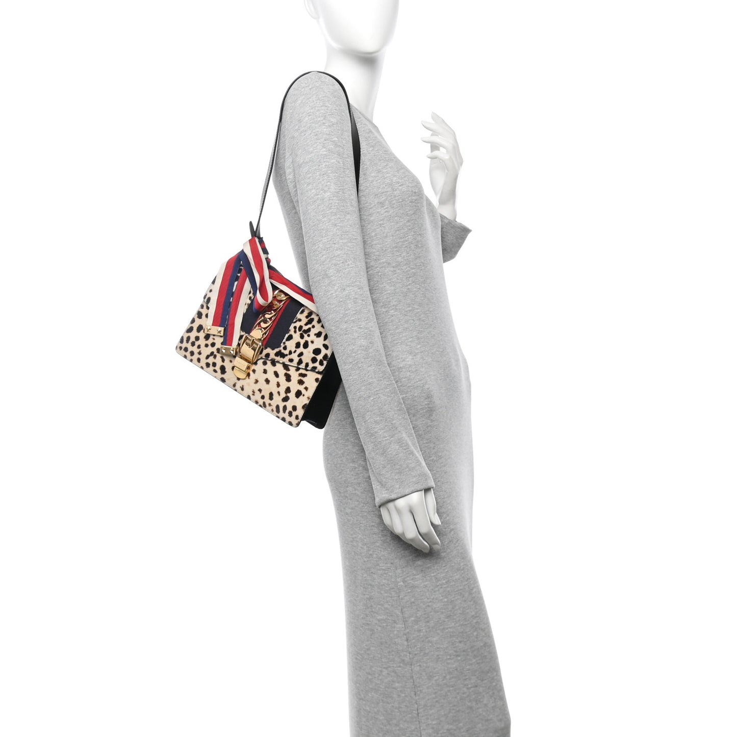 Calf Hair Leopard Print Small Sylvie Shoulder Bag Naturale Black