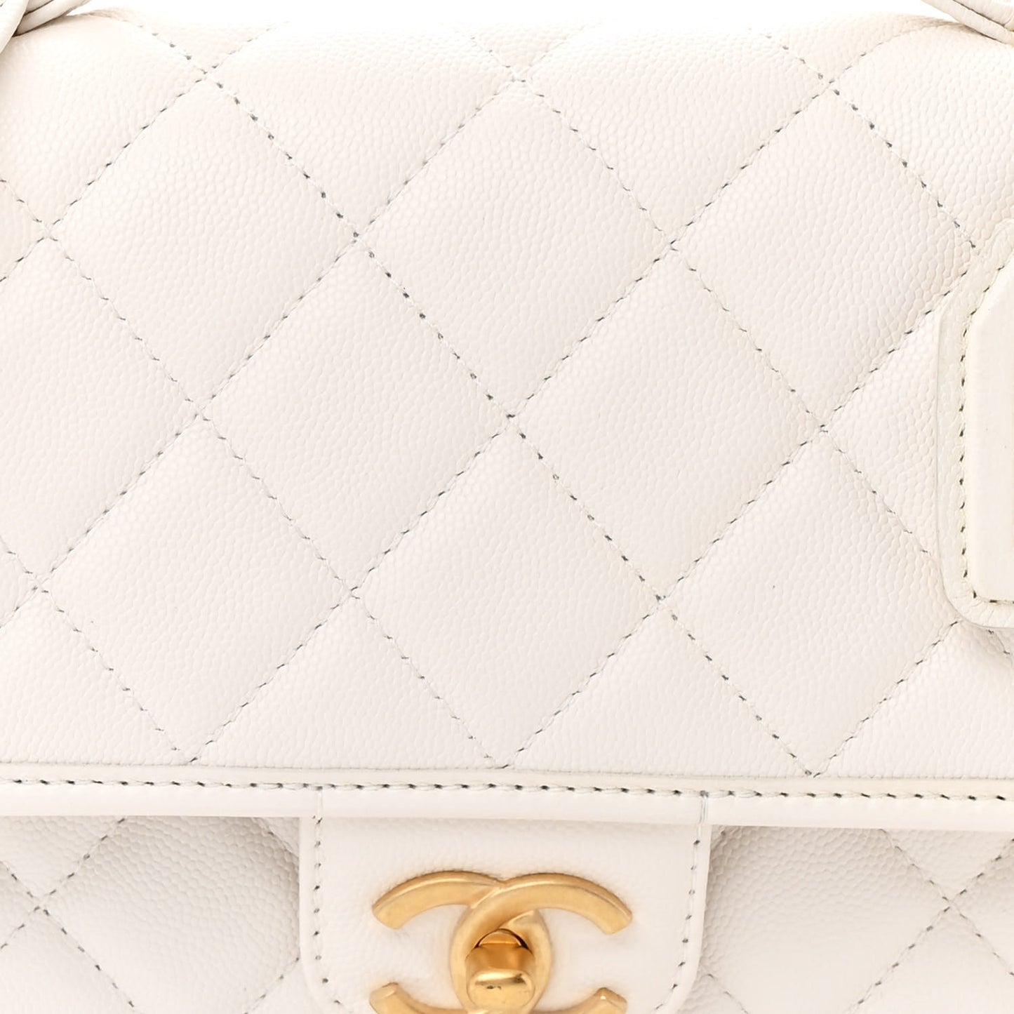 Caviar Quilted School Memory Small Top Handle Flap White