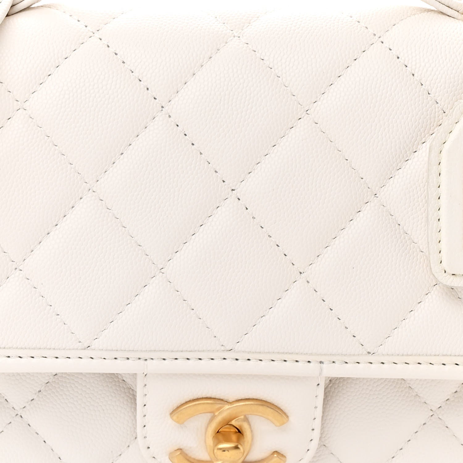Chanel Caviar Quilted School Memory Small Top Handle Flap White 8 of 10