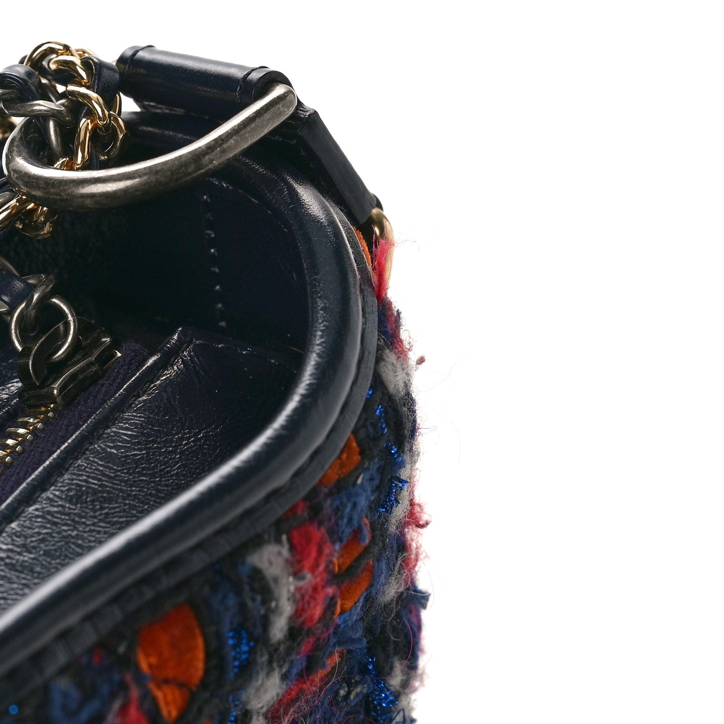 Tweed Calfskin Small Gabrielle Hobo Navy