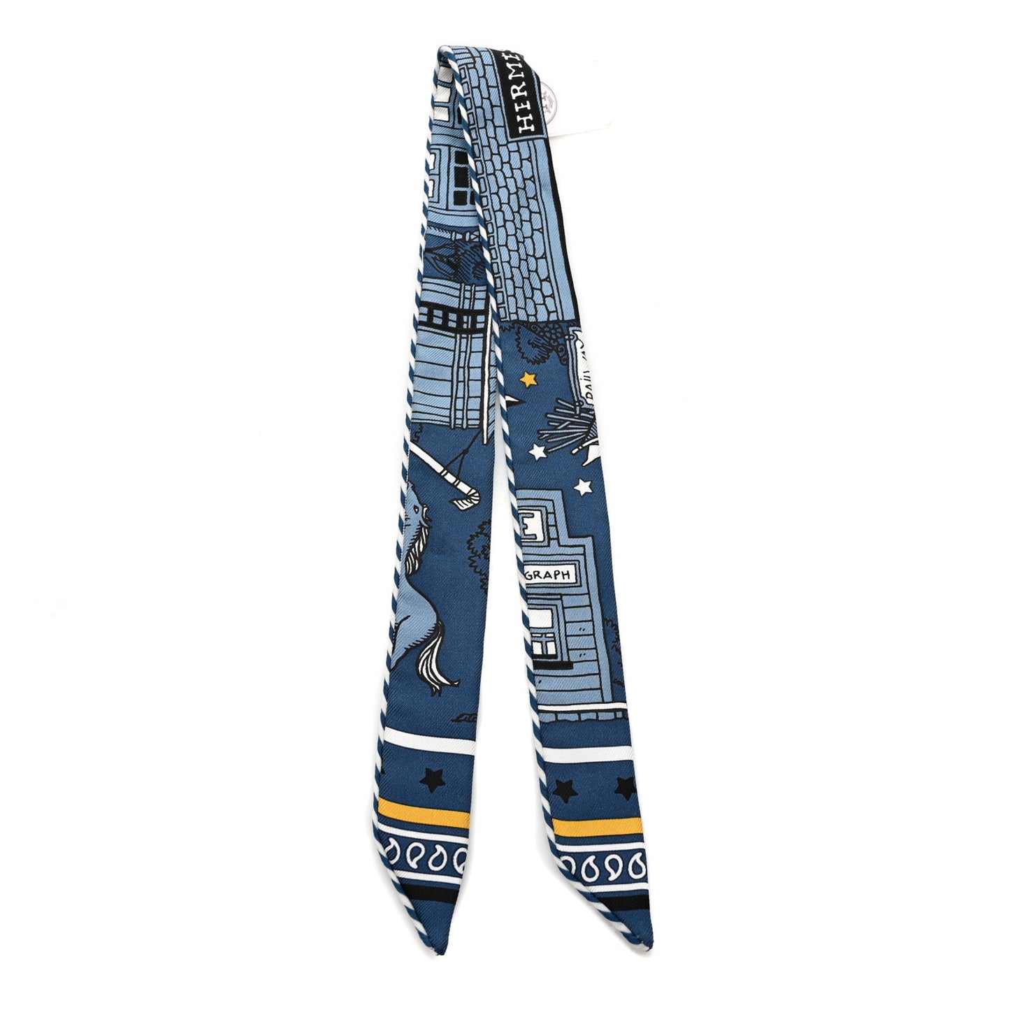 Silk Candy Doll Hermes-Paris Station Twilly Bleu Ardoise Jaune