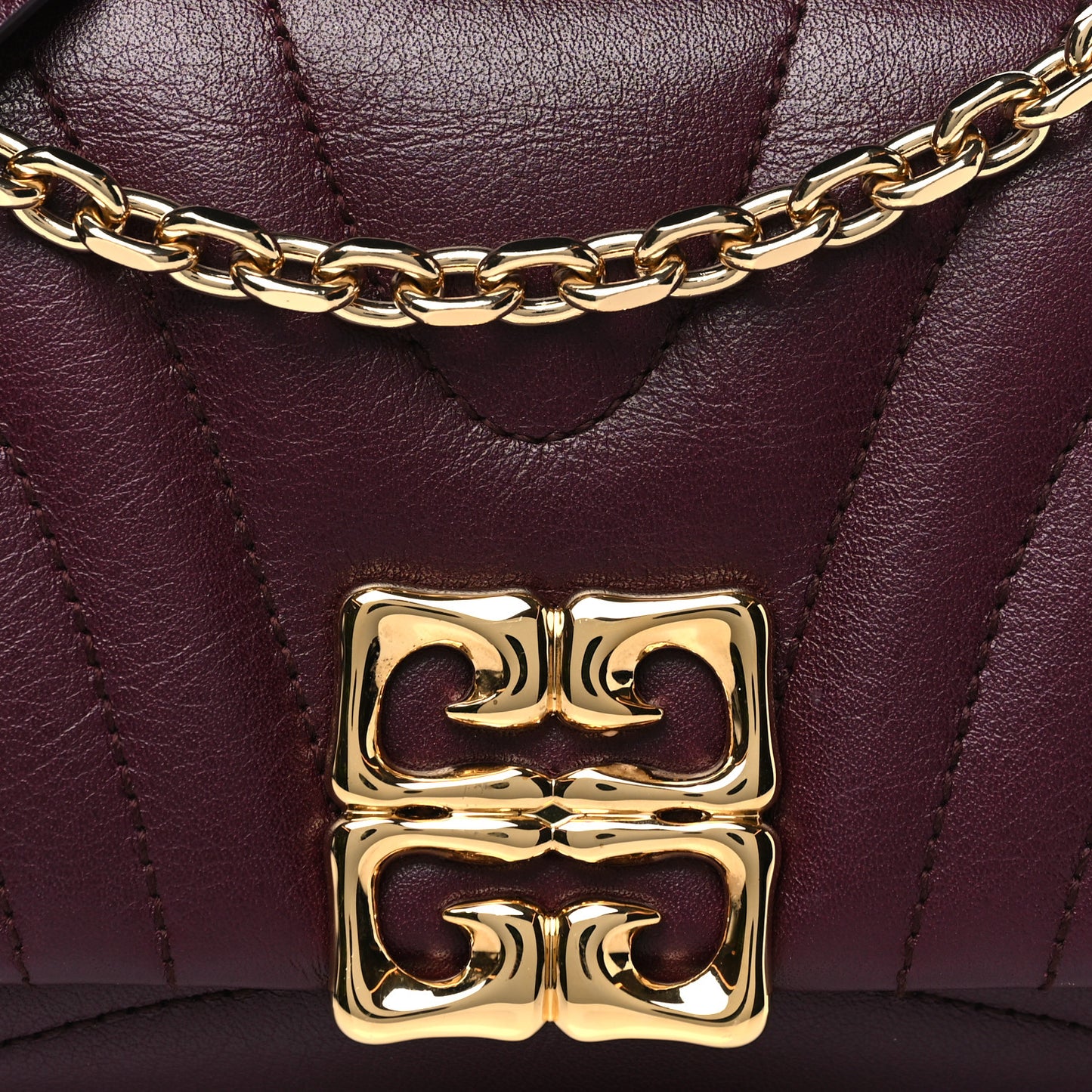 Calfskin Quilted Small 4G Liquid Wallet On Chain Oxblood