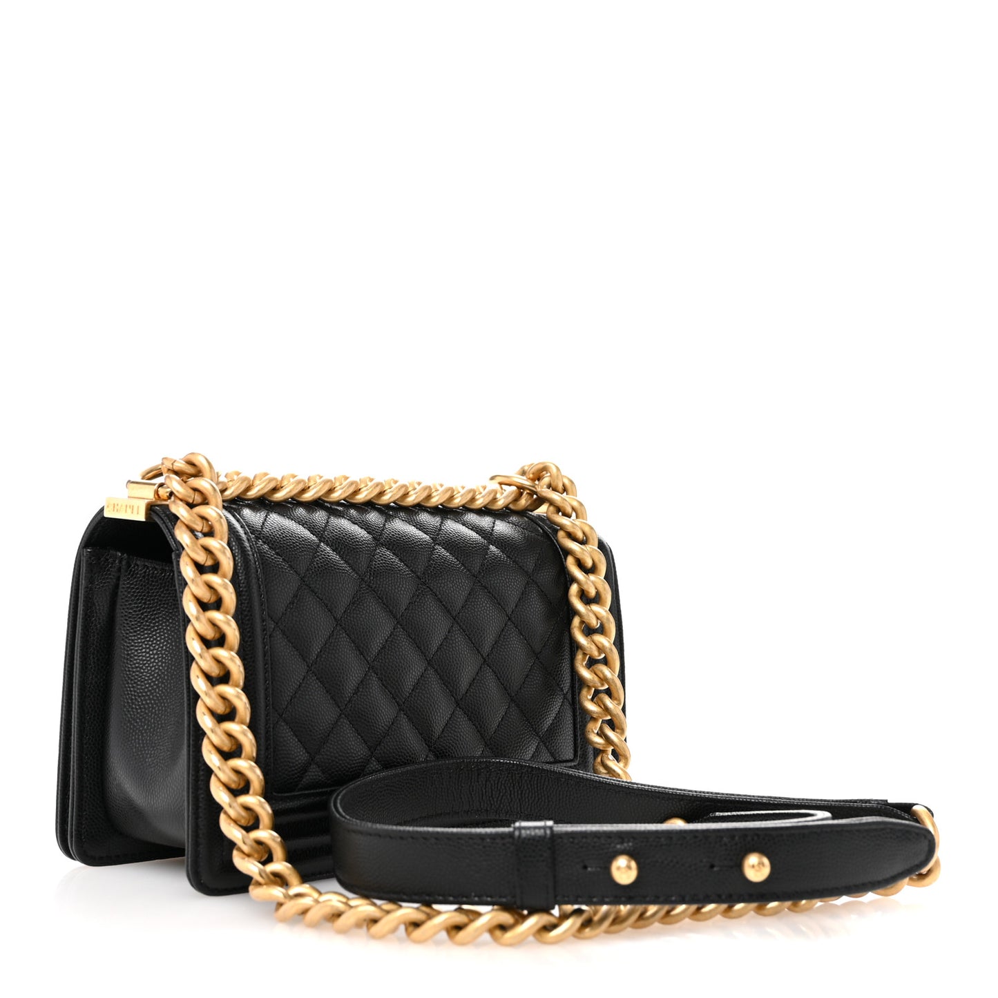 Caviar Quilted Small Boy Flap Black