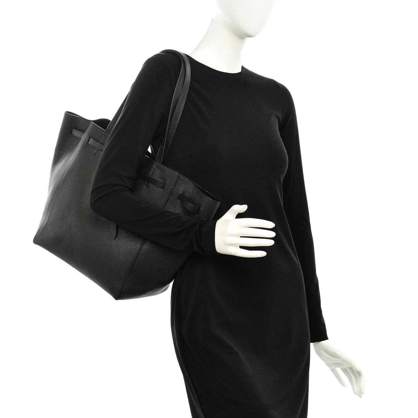 Soft Grained Calfskin Small Belt Cabas Phantom Black
