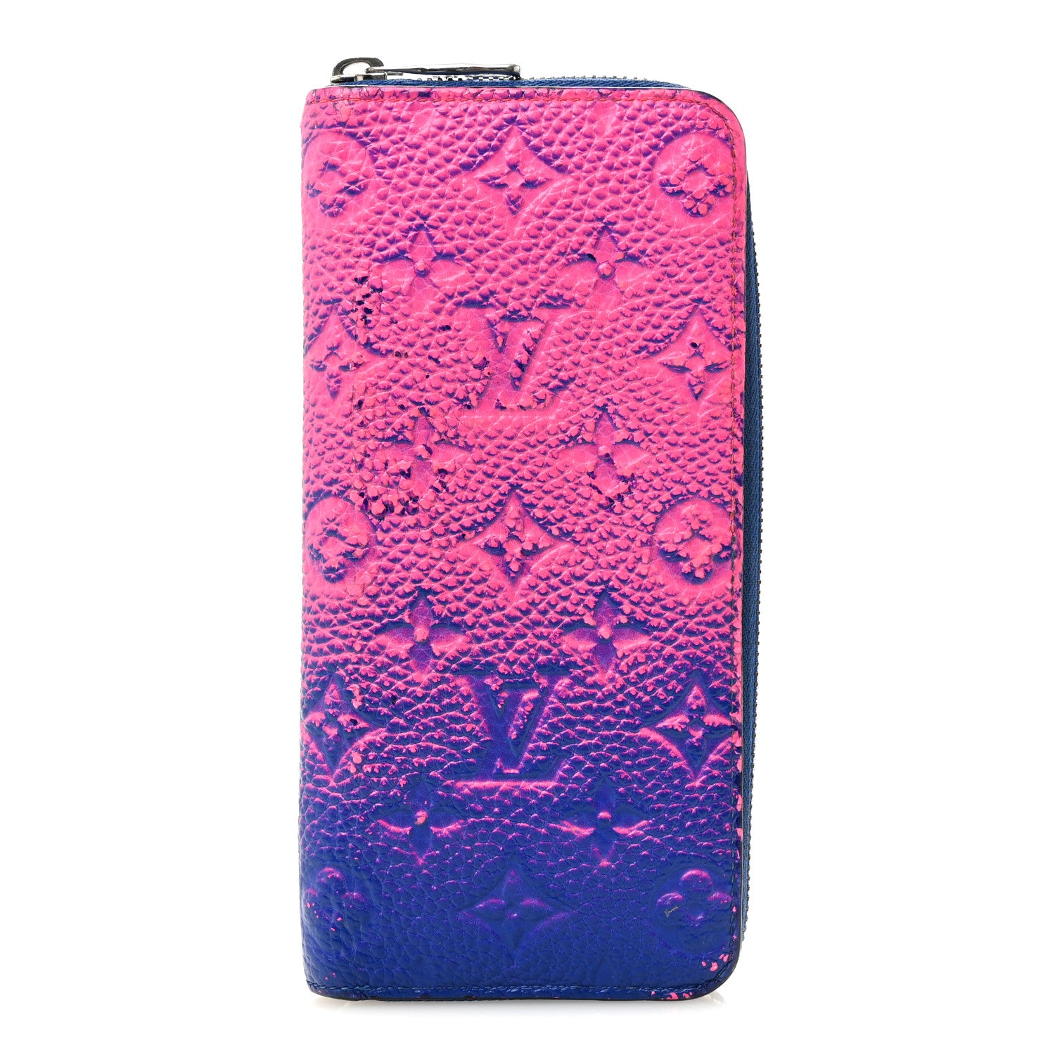 LOUIS VUITTON 長財布 ネイビー ピンク Louis Vuitton Taurillon Illusion Zippy Vertical Wallet Bleu Rose