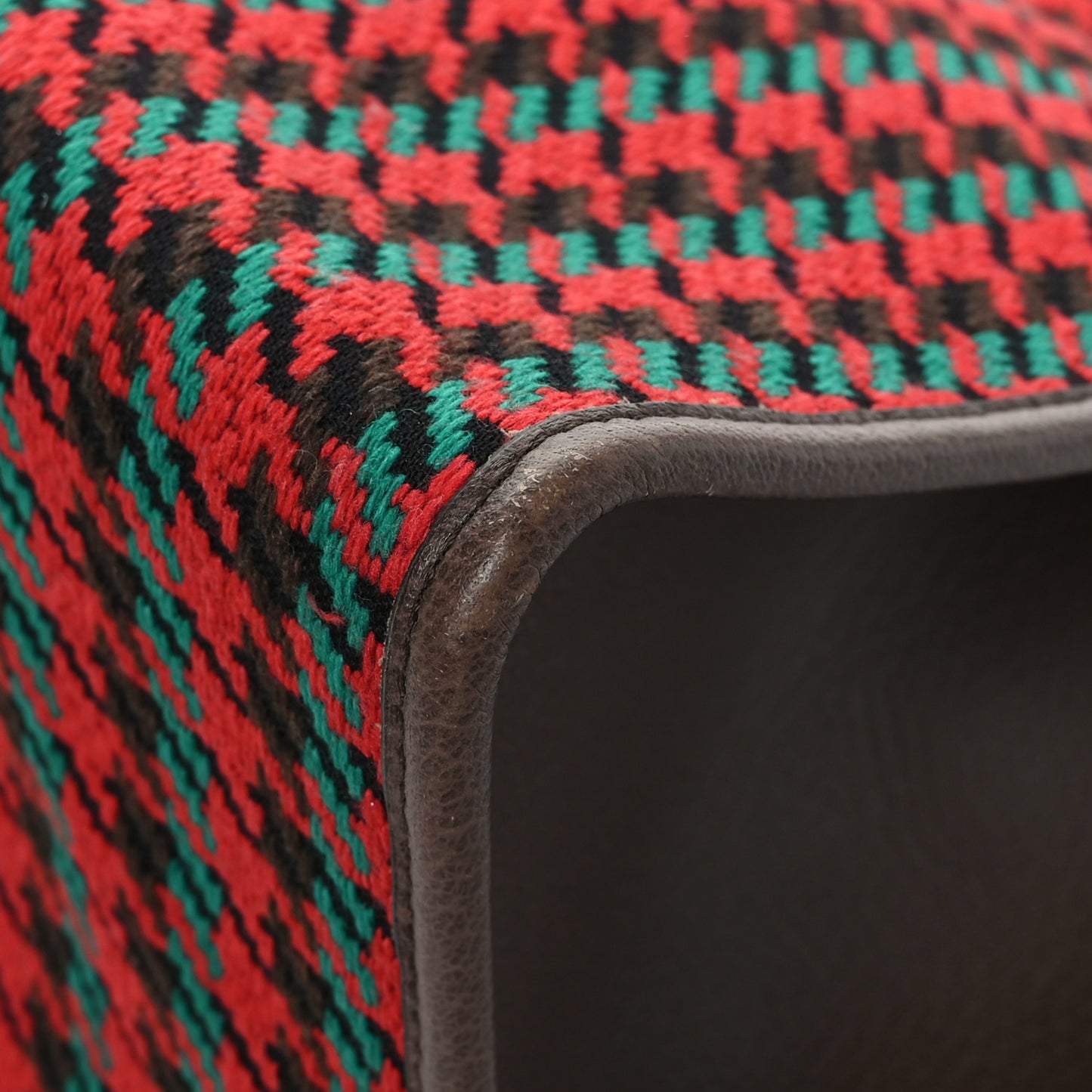 Cotton Wool Textured Calfskin Houndstooth Woven Large Interlocking G Tote Red Green Ivory Multicolor New Acero