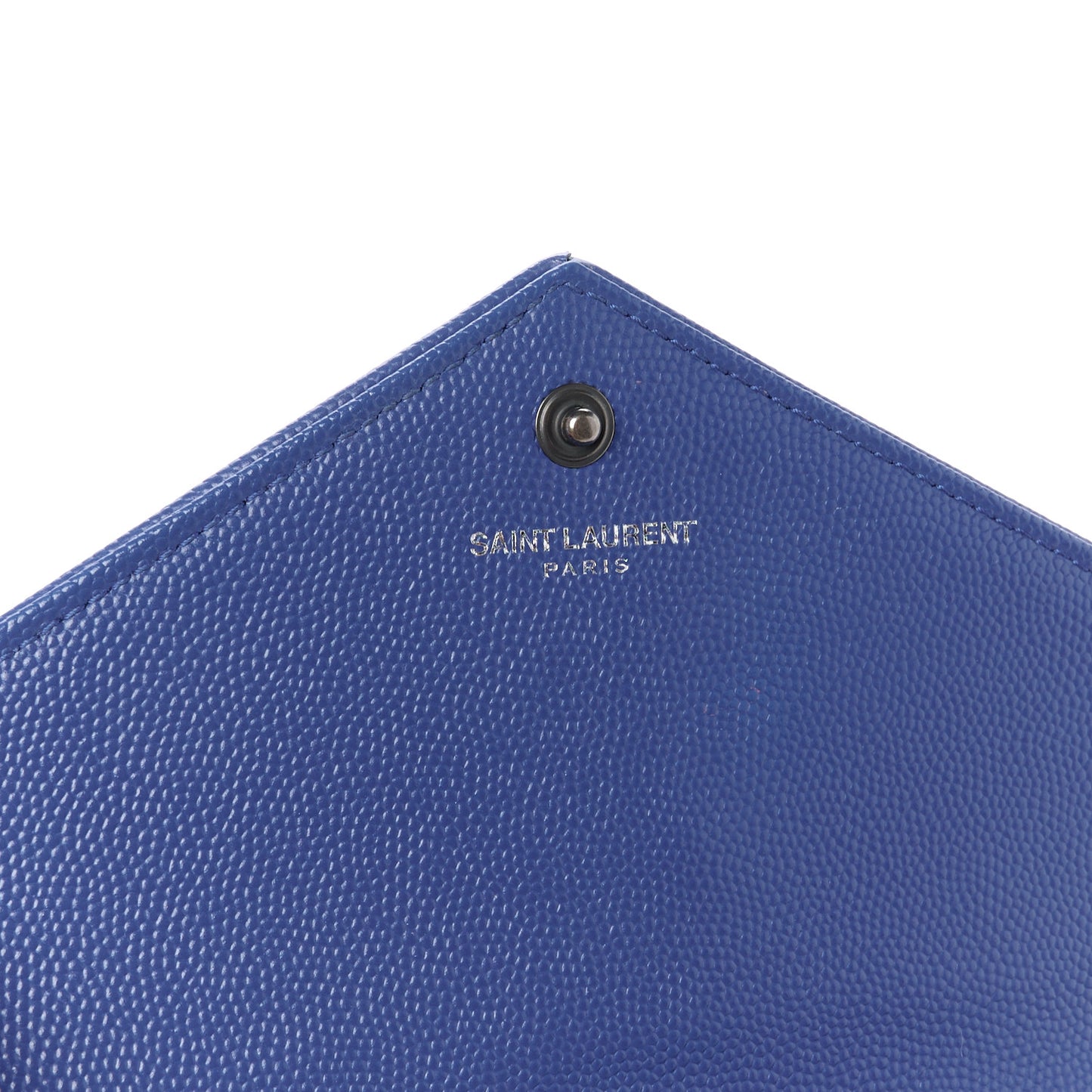Grain De Poudre Matelasse Chevron Monogram Envelope Chain Wallet Blue Majorelle