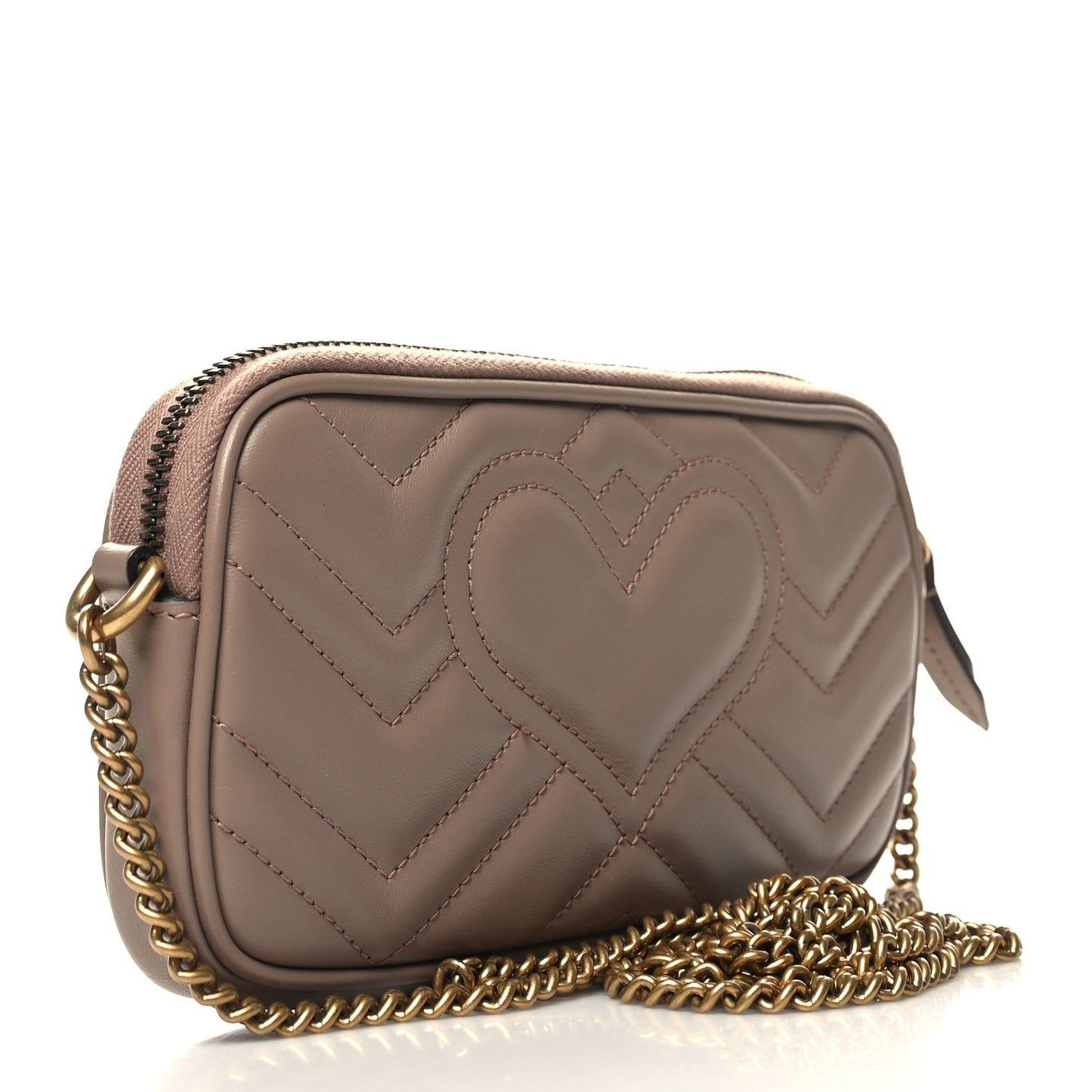 Calfskin Matelasse Mini GG Marmont Chain Crossbody Bag Porcelain Rose