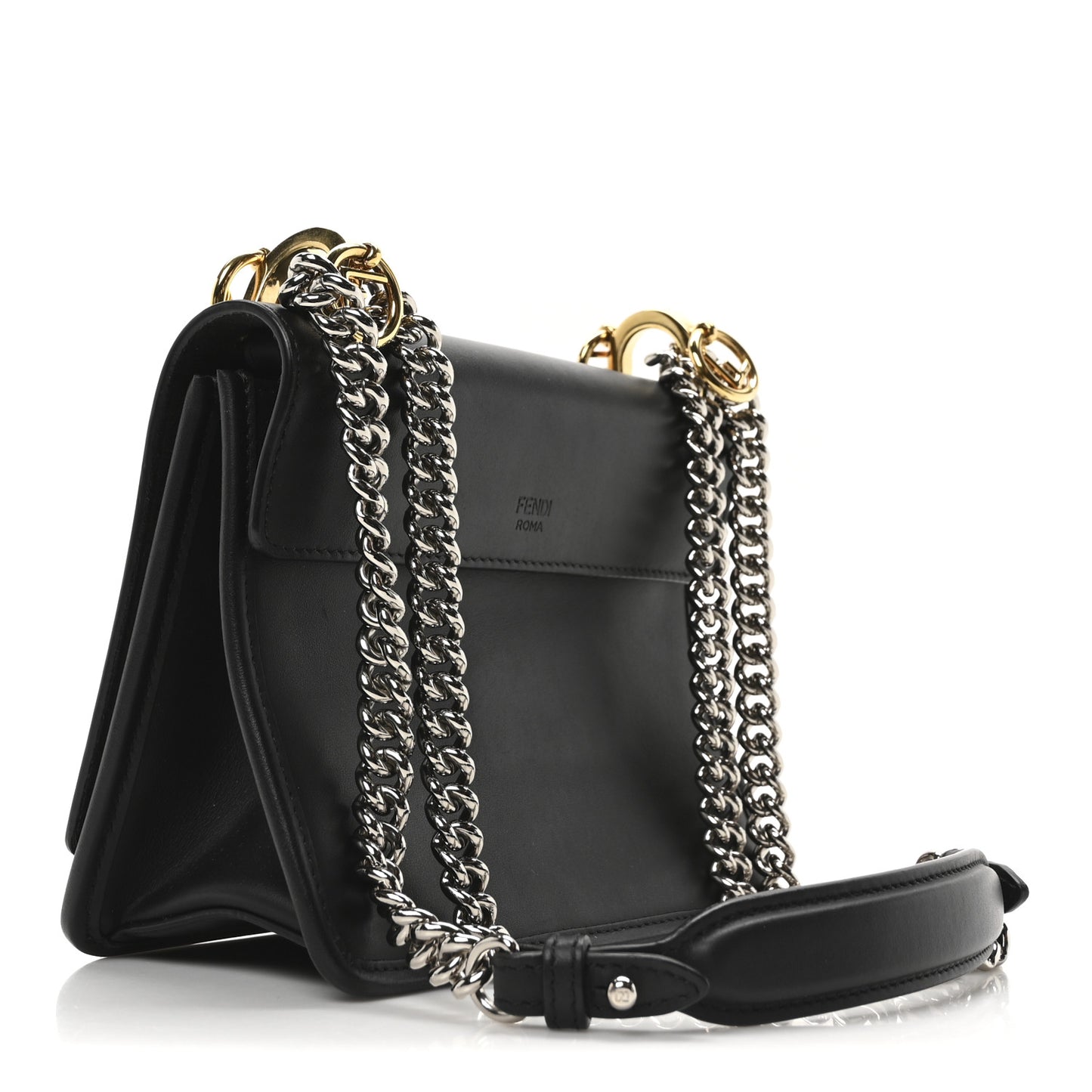 Vitello Century Velvet F is Fendi FF Small Kan I Shoulder Bag Black Tobacco