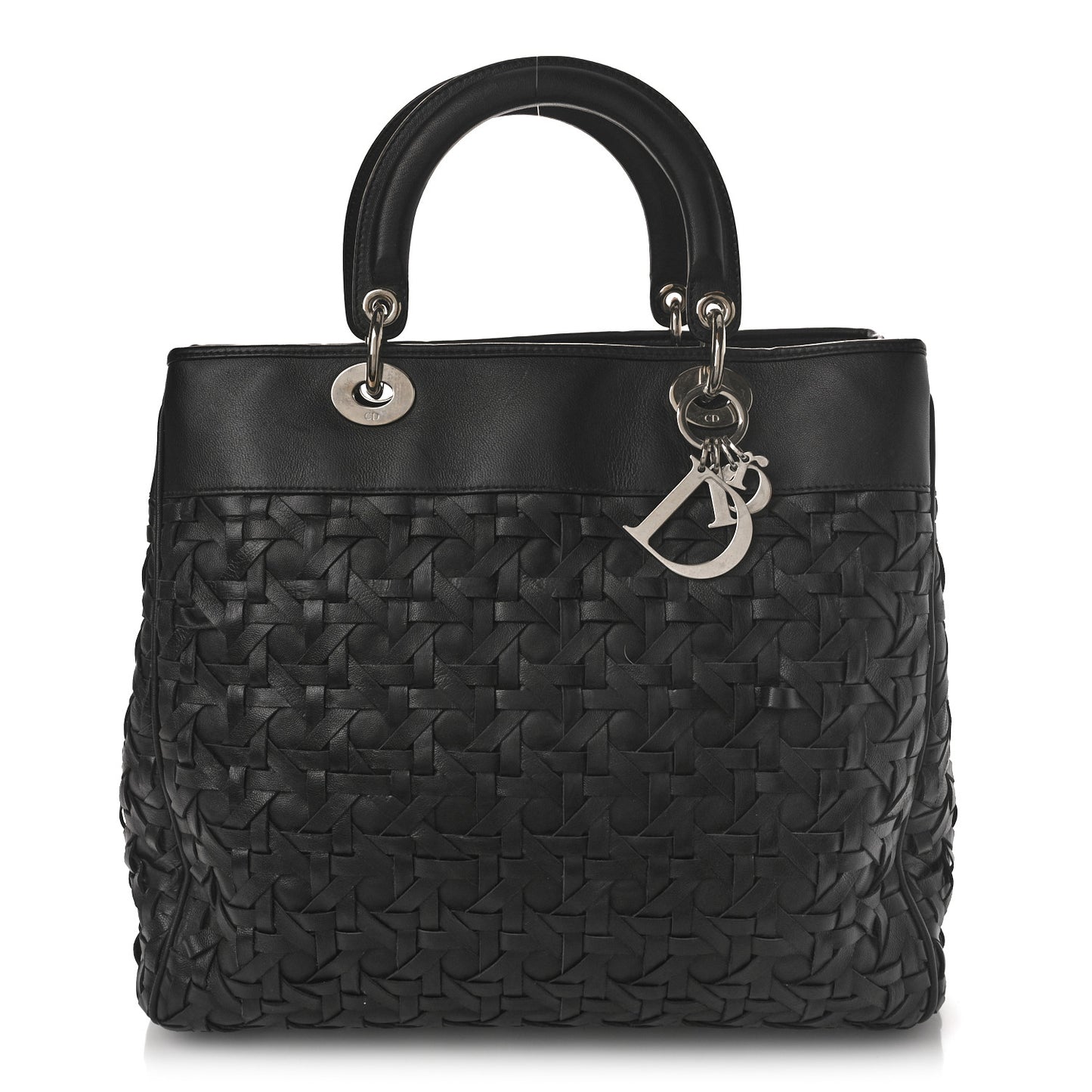 Lambskin Woven Lady Dior Avenue Tote Black