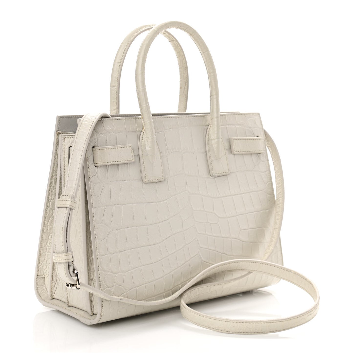 Calfskin Crocodile Embossed Baby Sac De Jour Gris Perle