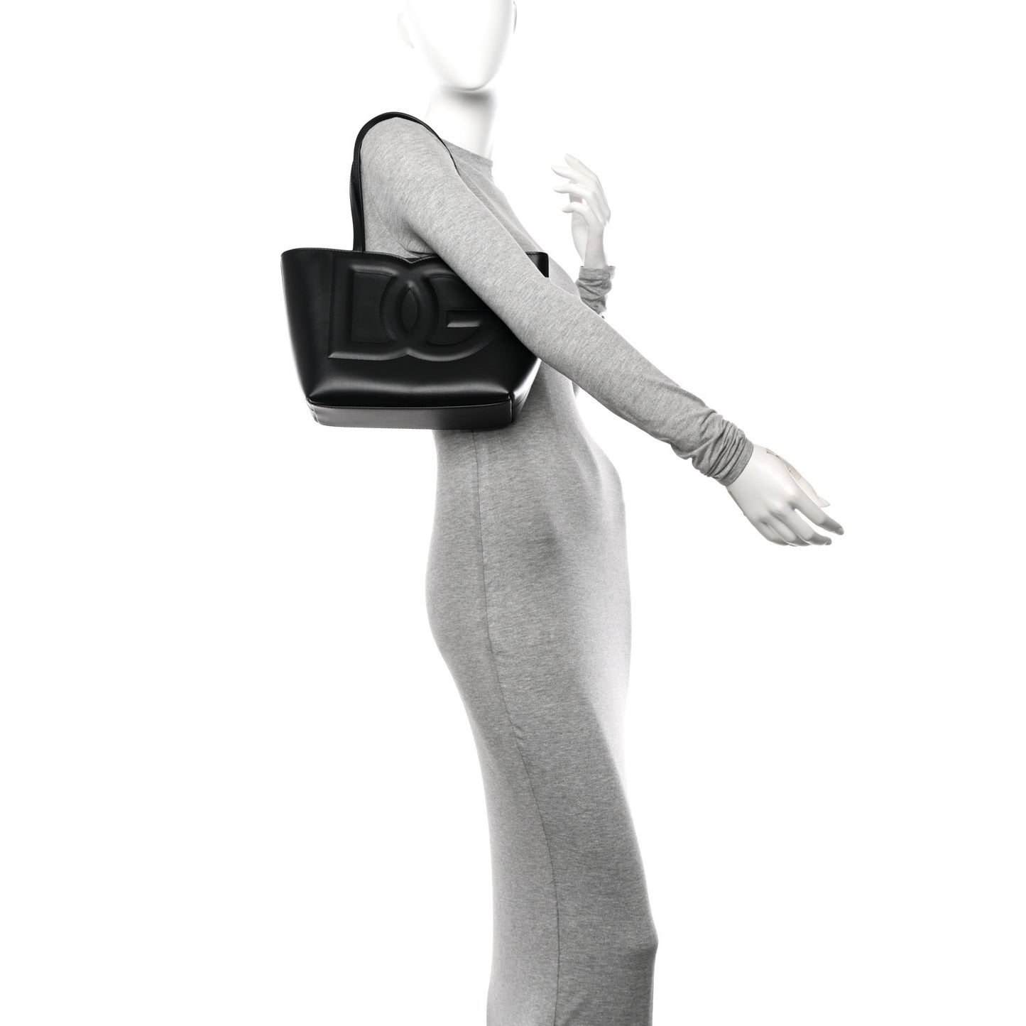 Calfskin Small DG Logo Shopper Tote Black