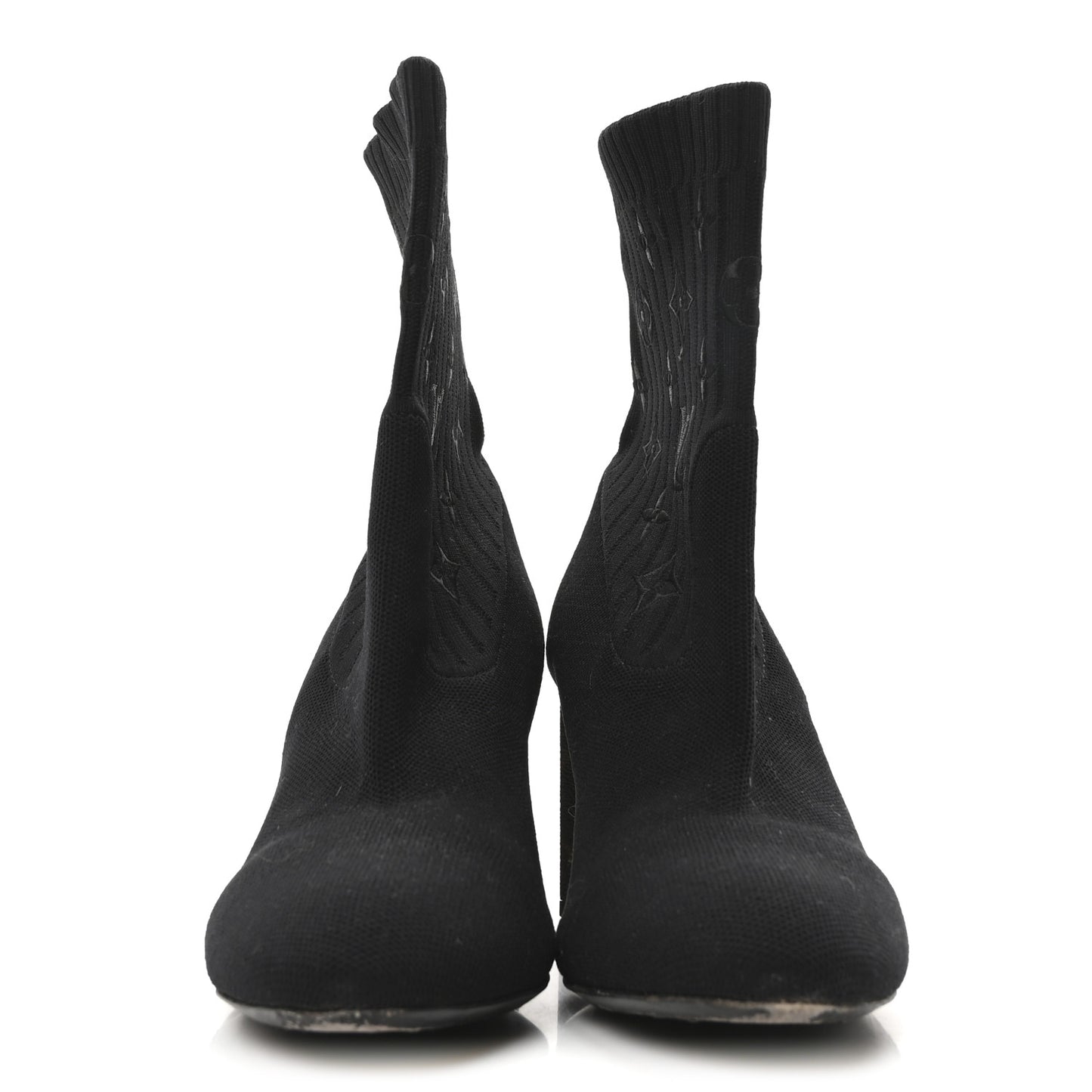 Monogram Stretch Fabric Silhouette Ankle Boots 38 Black