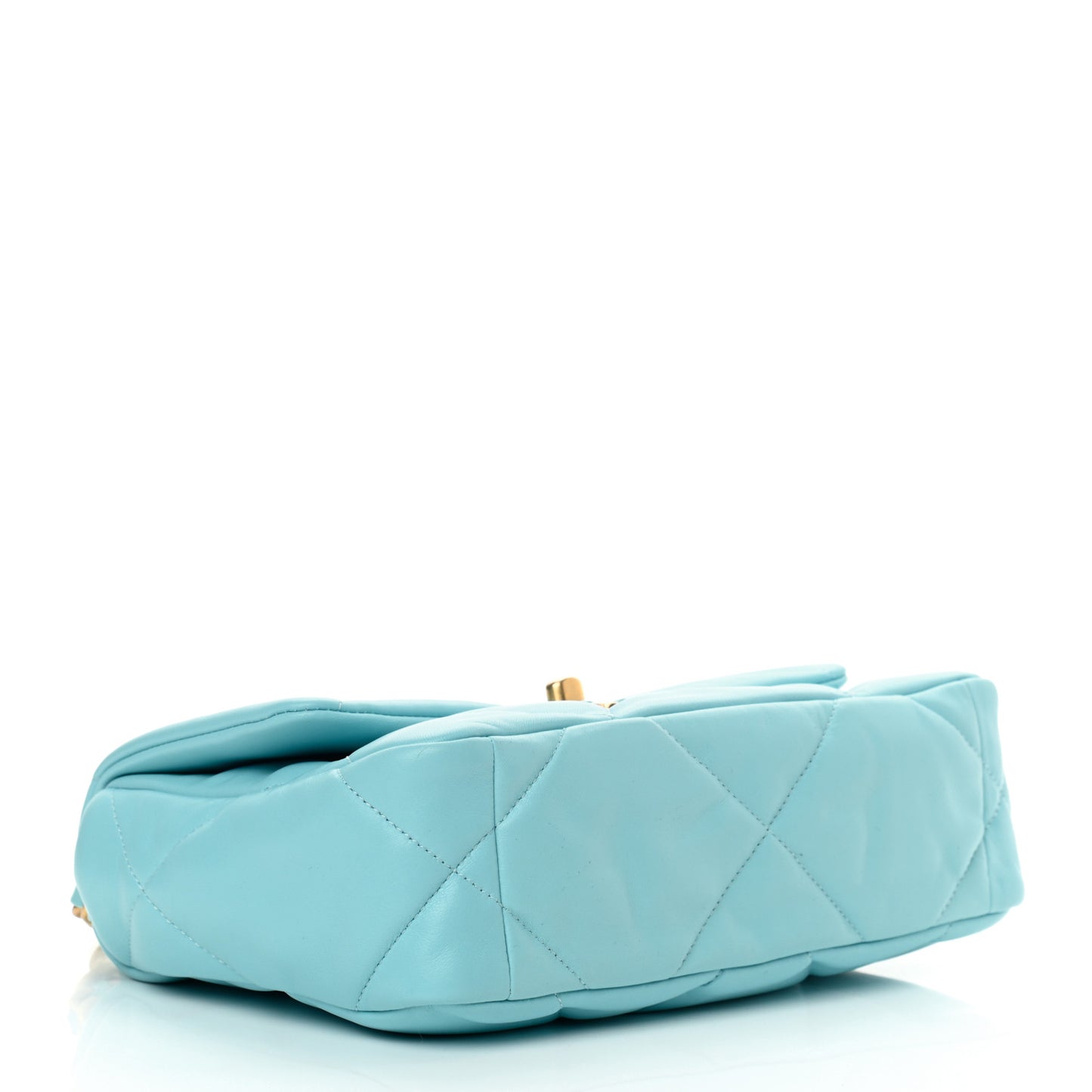 Shiny Lambskin Quilted Medium Chanel 19 Flap Light Blue