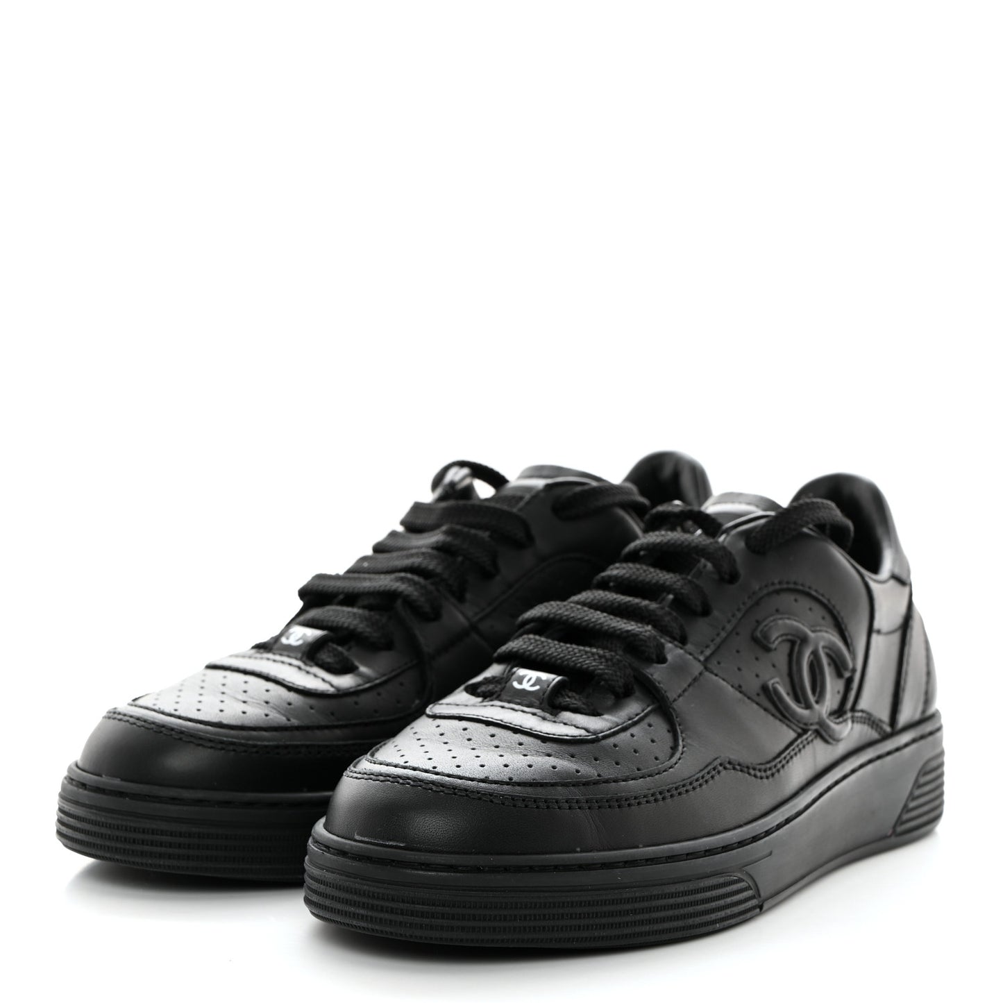 Calfskin CC Womens Sneakers 35 Black