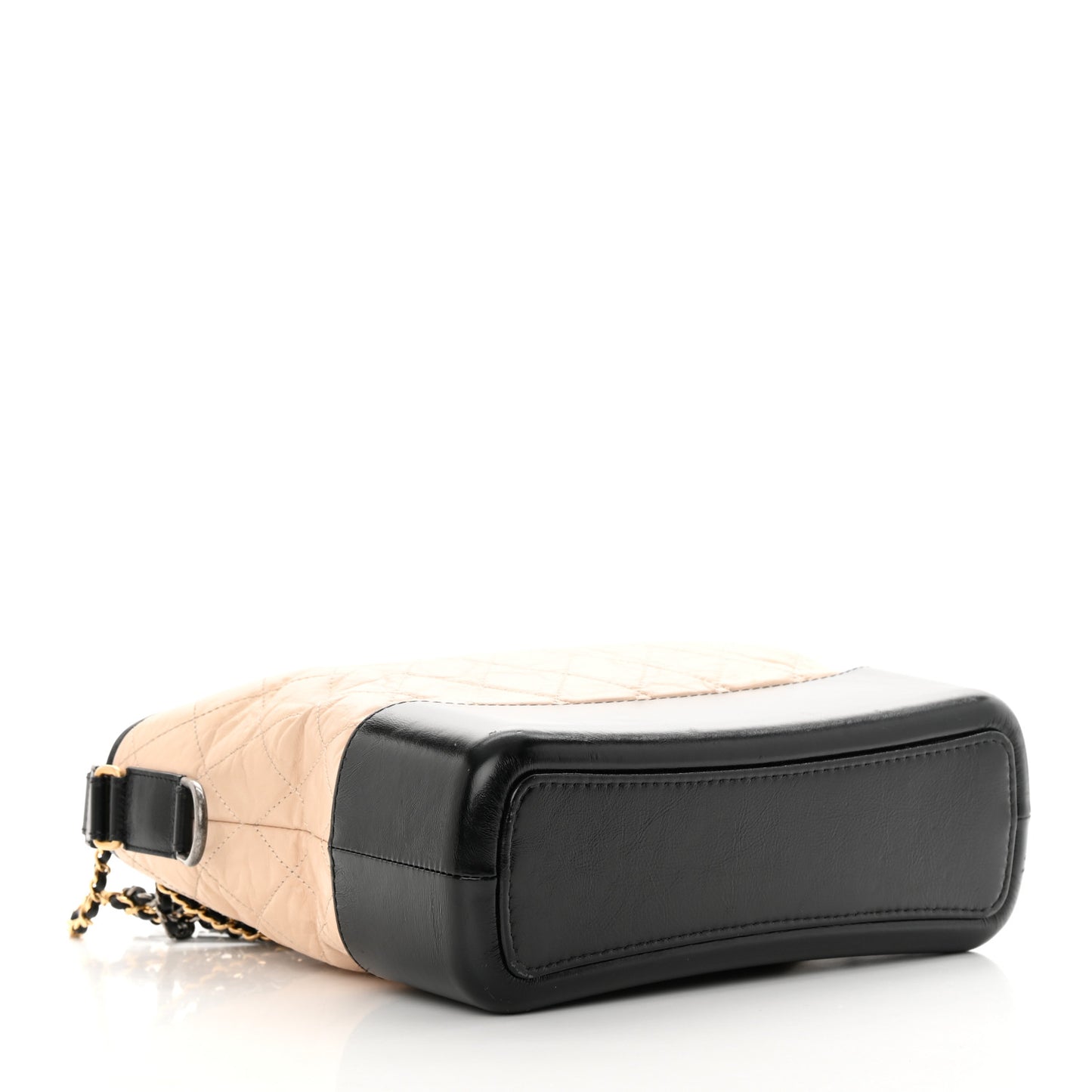 Aged Calfskin Quilted Medium Gabrielle Hobo Beige Black
