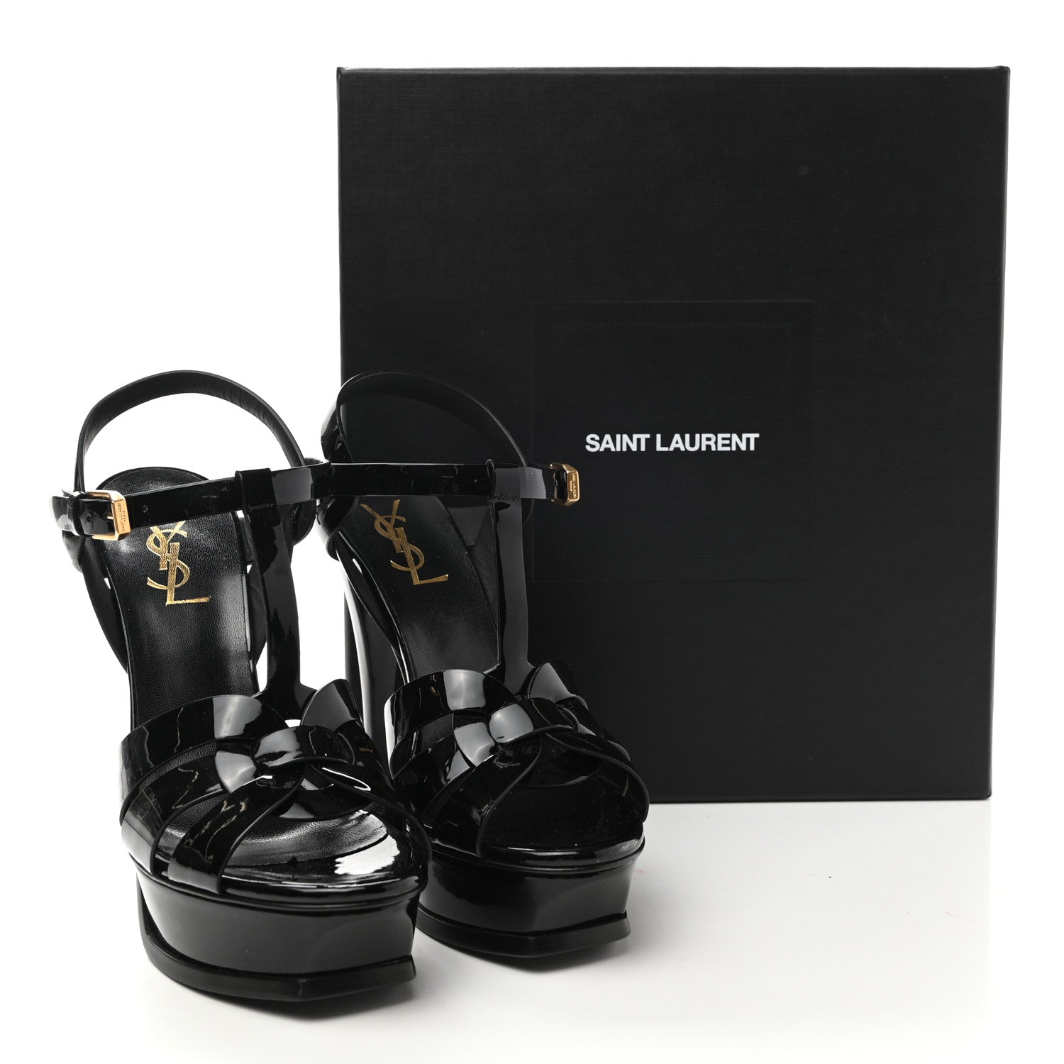 Saint Laurent Patent Tribute 105 Platform Sandals 37 Black 11 of 11