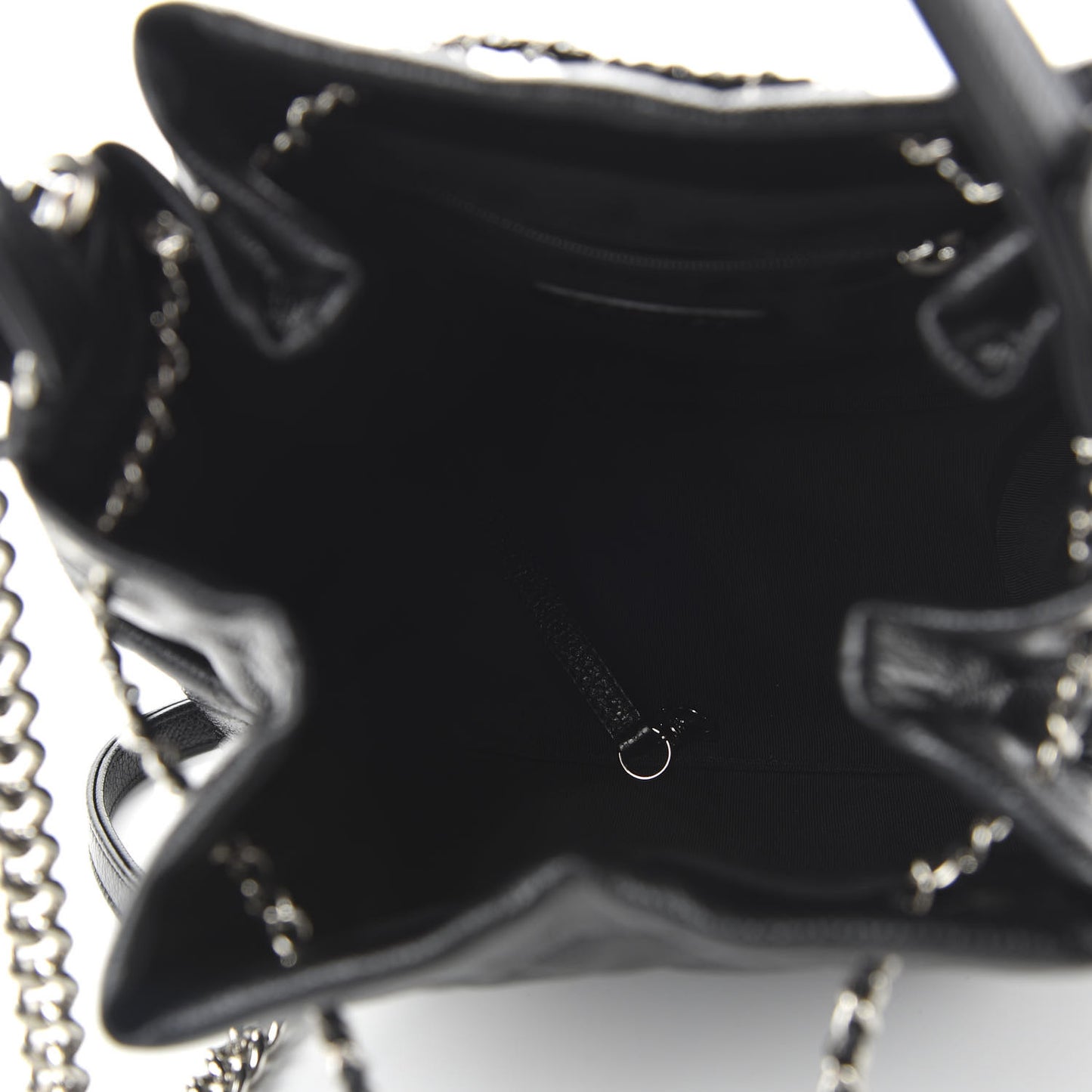 Caviar Quilted Small Chain Bucket Bag Black