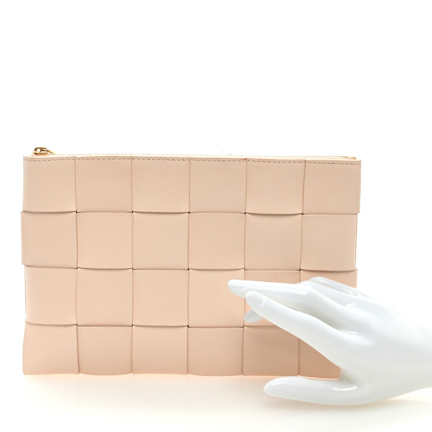 Nappa Maxi Intrecciato Small Cassette Flat Zip Pouch Melon Washed