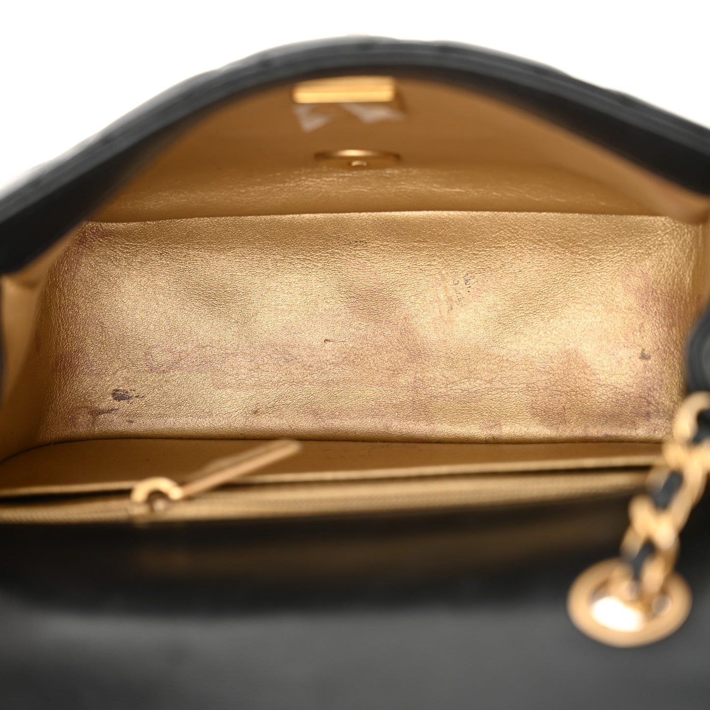 Lambskin Quilted Mini Pearl Crush Flap Black
