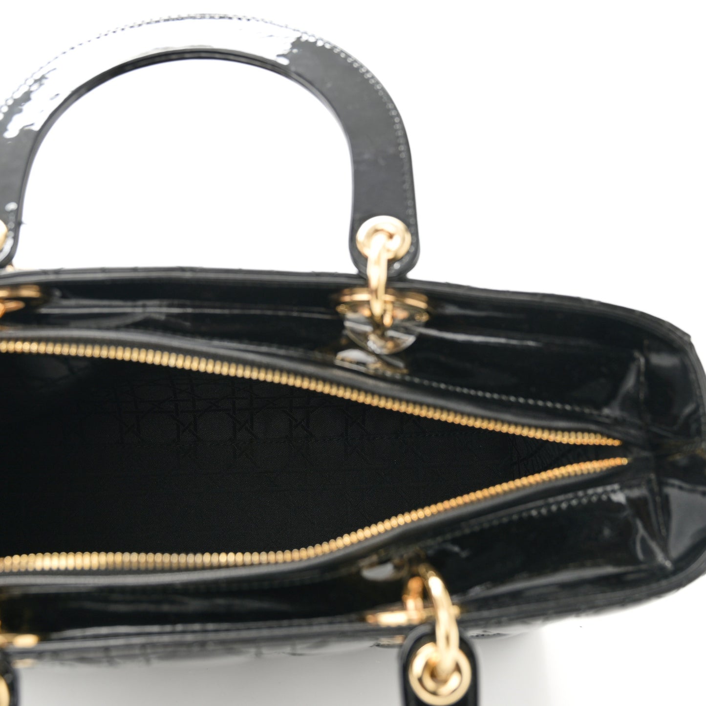 Patent Cannage Large Lady Dior Black