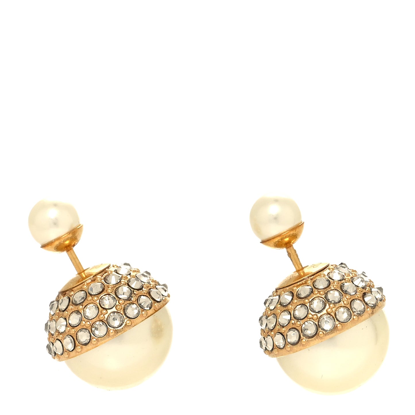 Crystal Pearl Dior Tribales Earrings Gold