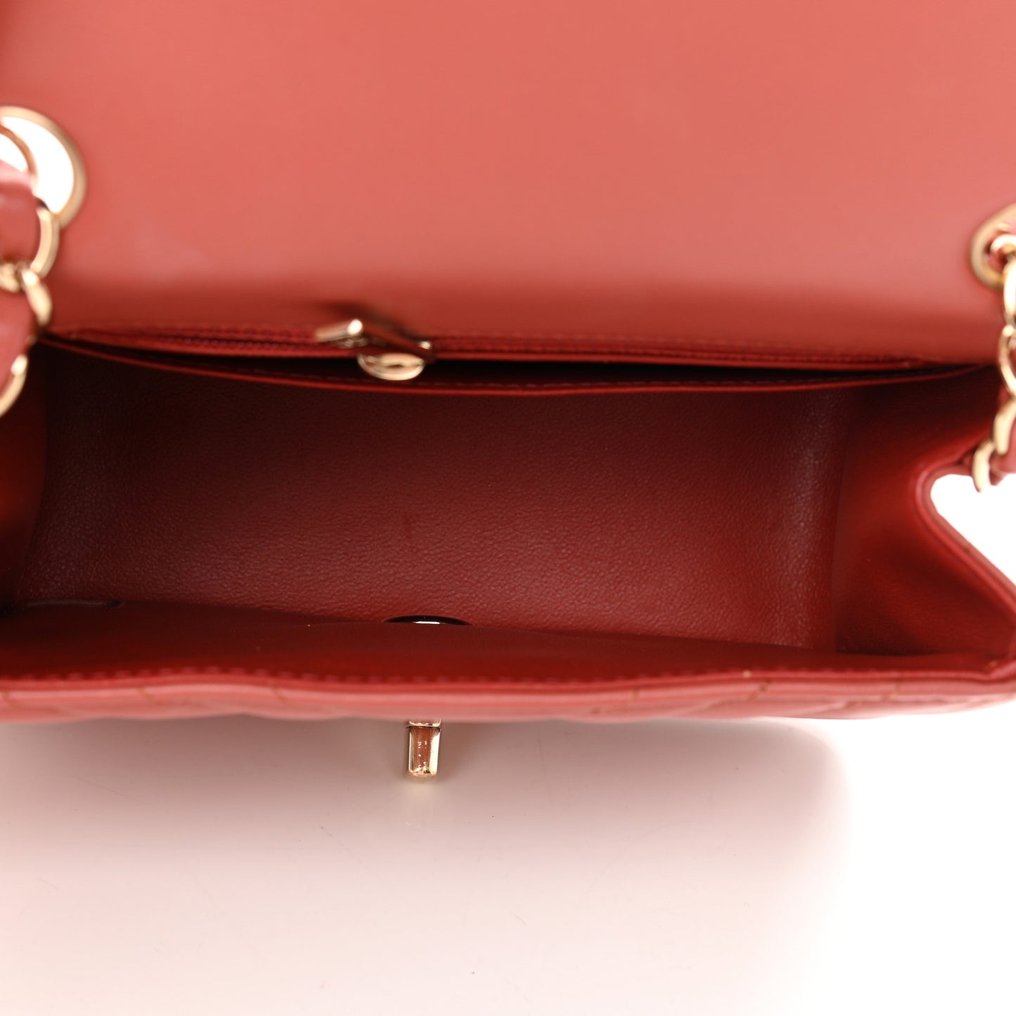 Lambskin Chevron Quilted Mini Square Flap Rosewood