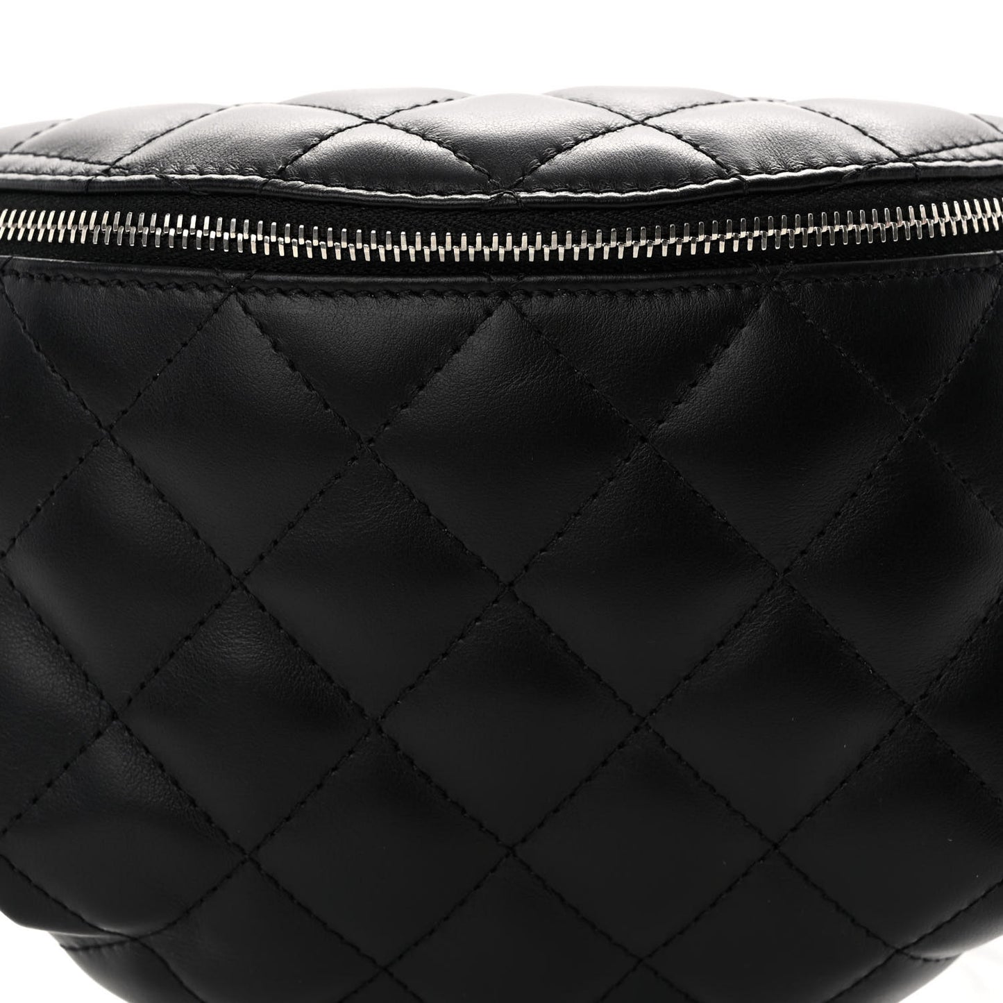 Calfskin Quilted Waist Belt Bag Black