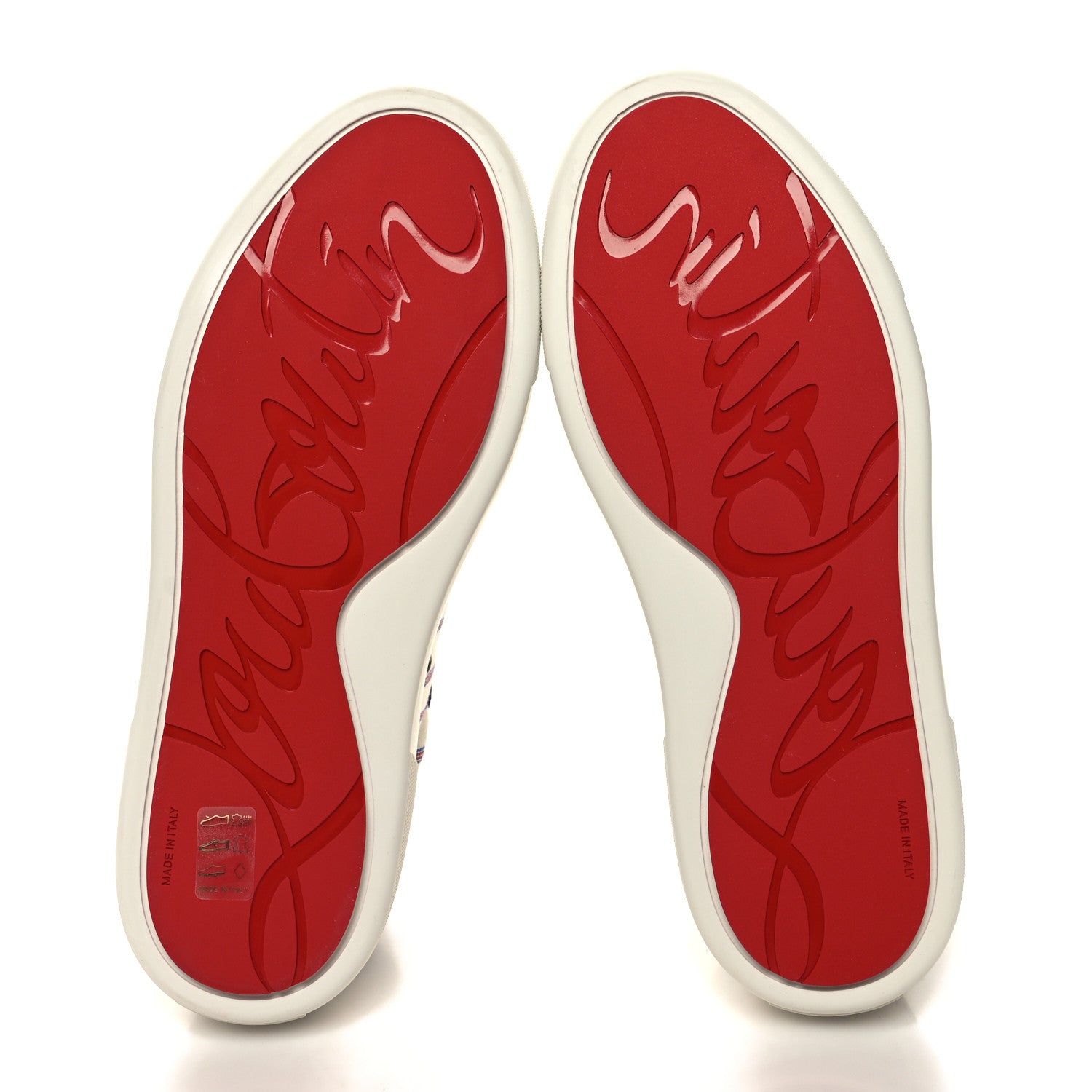 Christian Louboutin Toile Calfskin Simplerui Stripe Flat Sneakers 38.5 White Blue 5 of 8