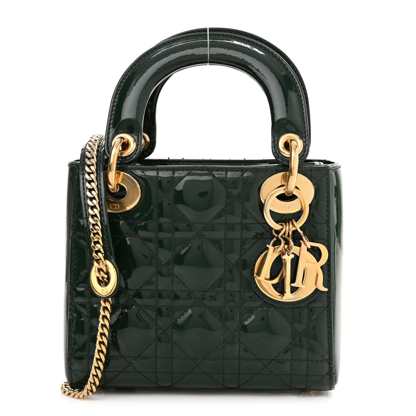 Patent Cannage Mini Lady Dior Pine Green