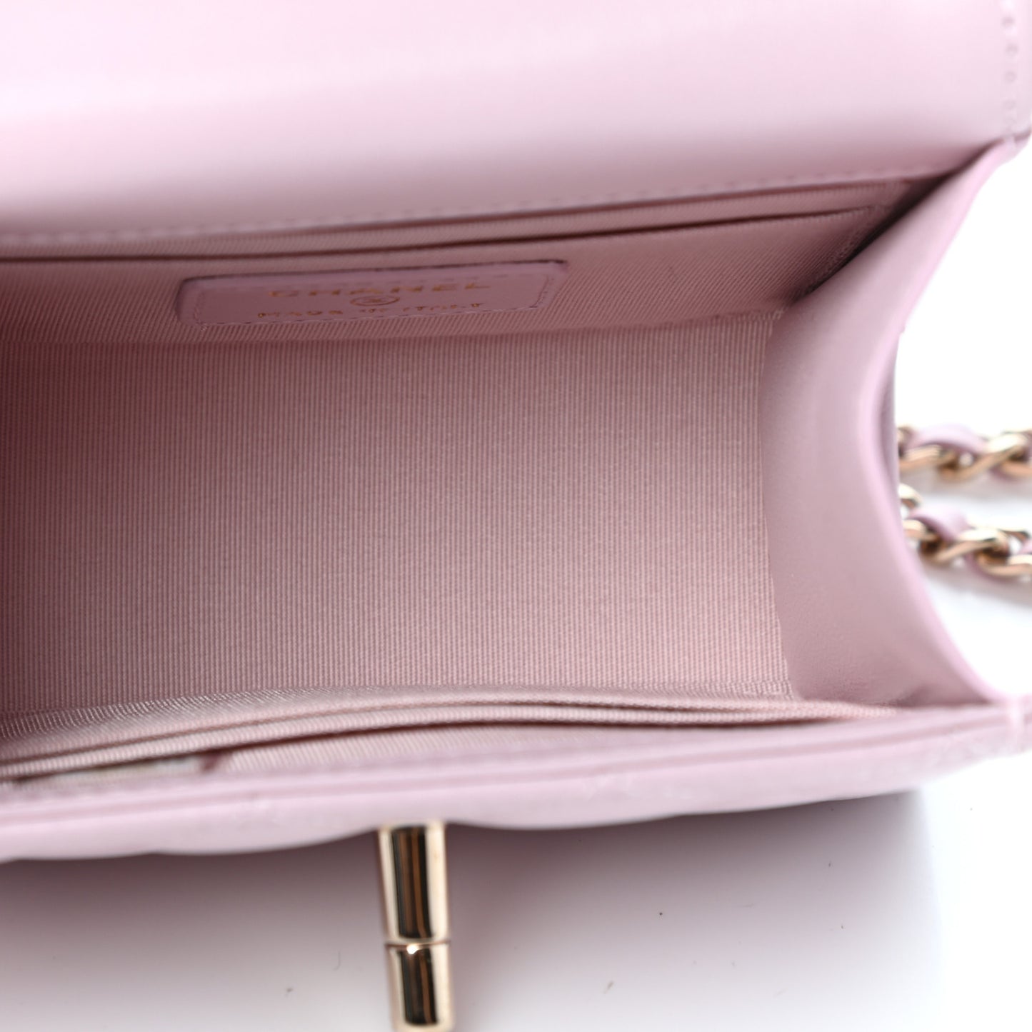 Lambskin Quilted Mini Trendy CC Clutch With Chain Light Pink