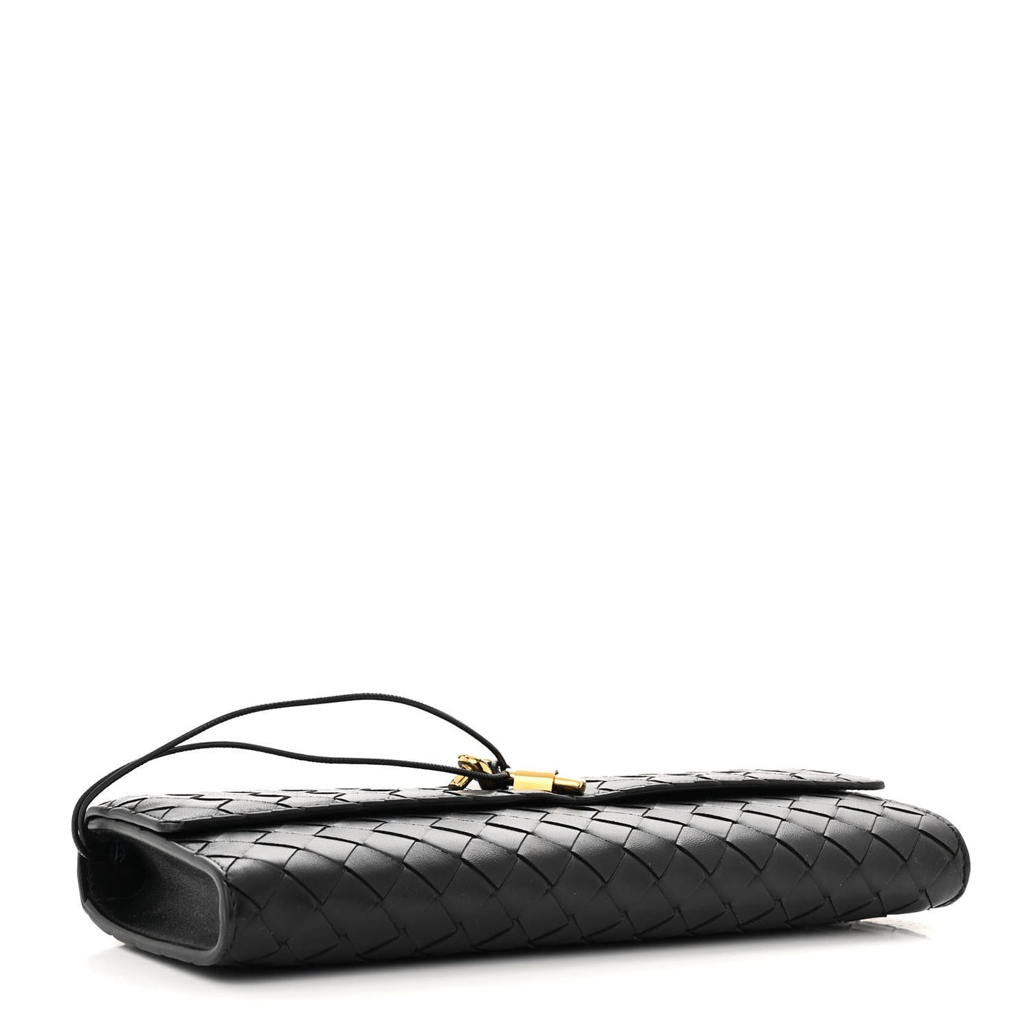 Nappa Intrecciato Long Andiamo Top Handle Clutch Black