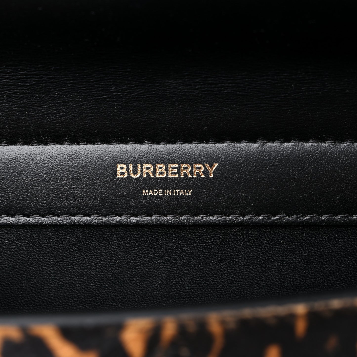 Calf Hair Leopard Print Small Title Bag with Pocket Black