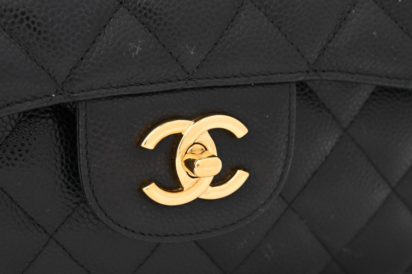 Caviar Quilted Jumbo Double Flap Black