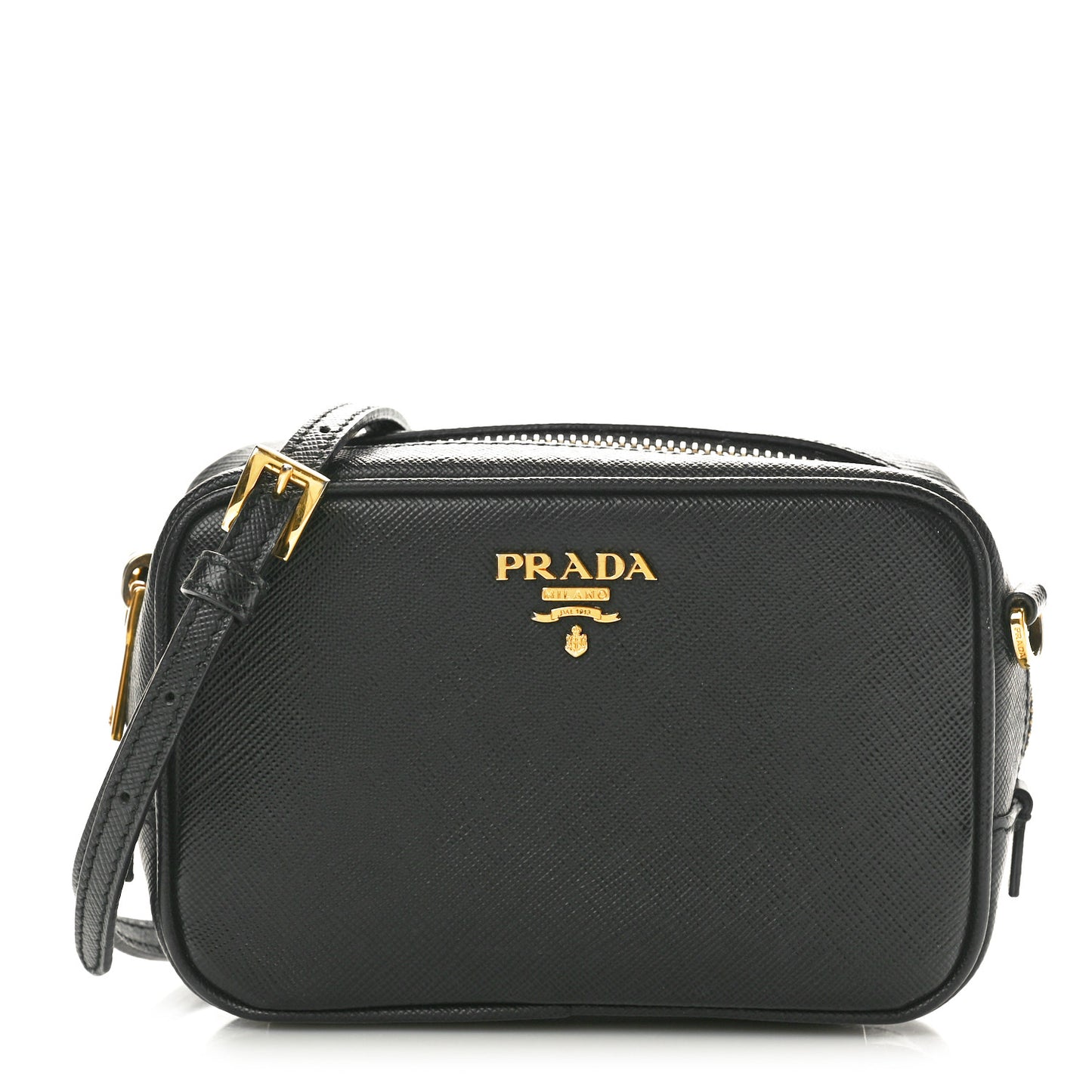 Vitello Daino Medium Double Zip Shoulder Bag Black