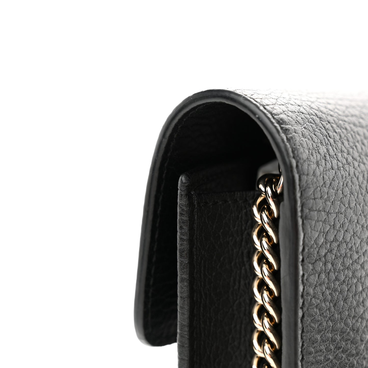 Dollar Calfskin Interlocking G Chain Wallet Black
