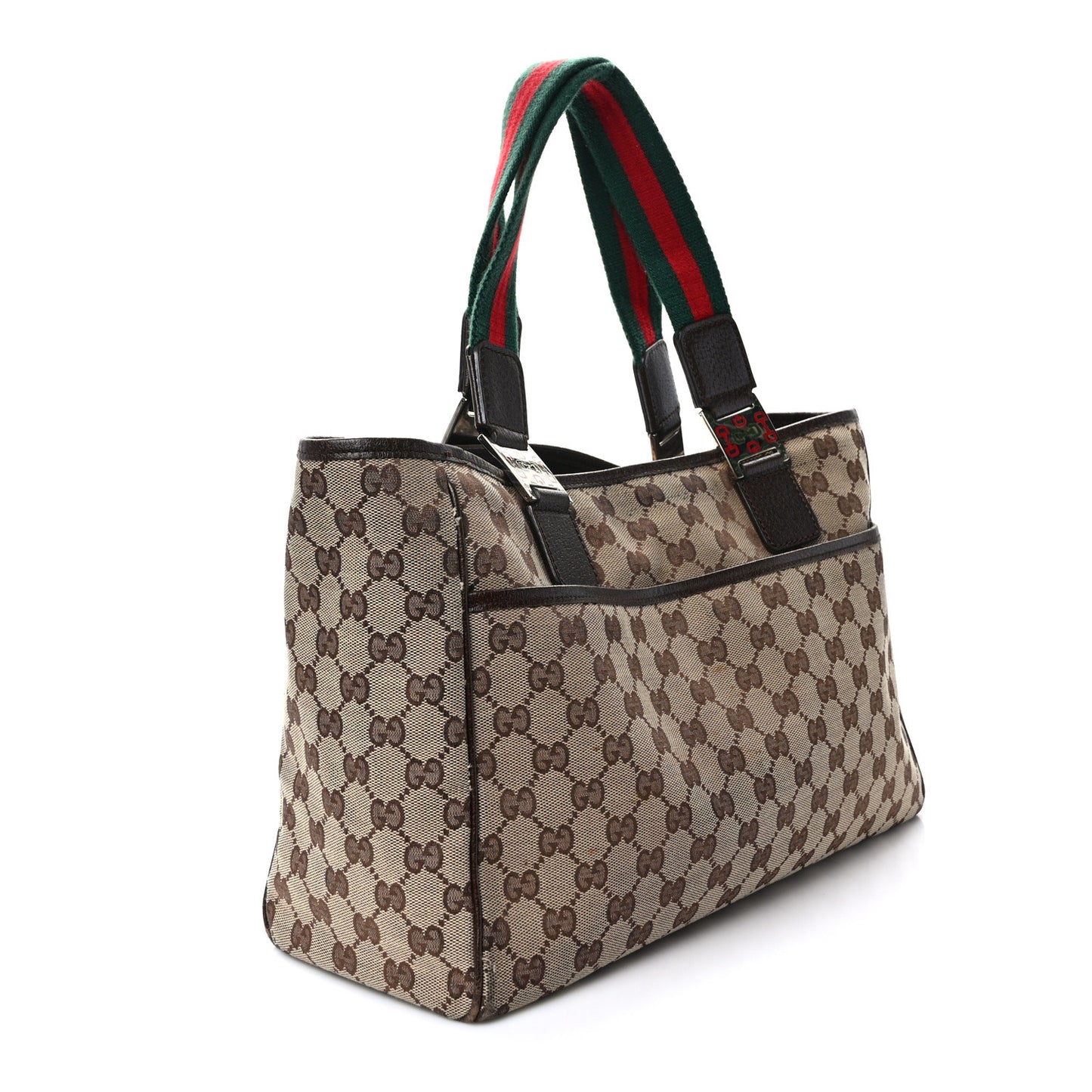 GG Monogram Web Pop Tote Dark Brown