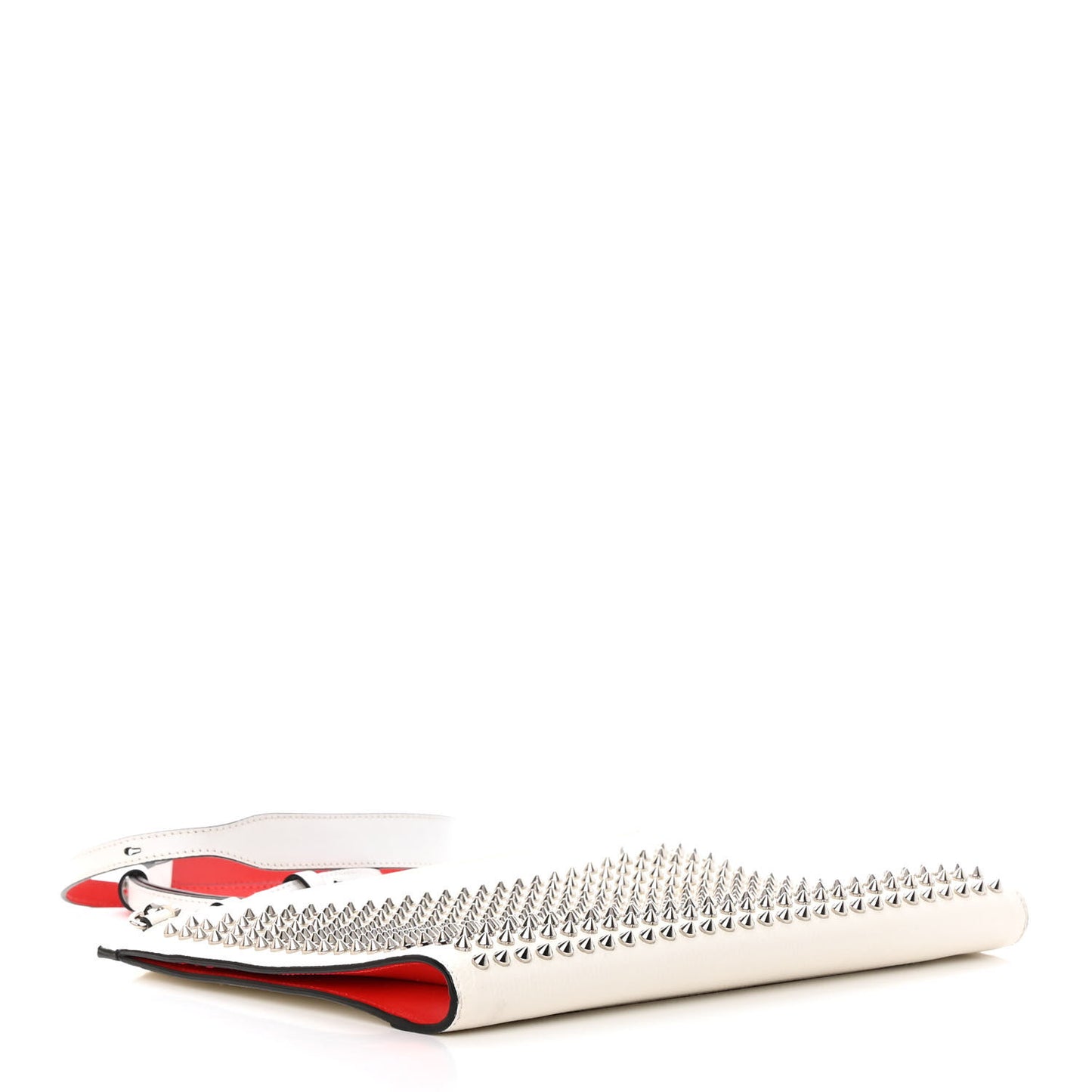 Calfskin Studded Skypouch Crossbody Clutch White
