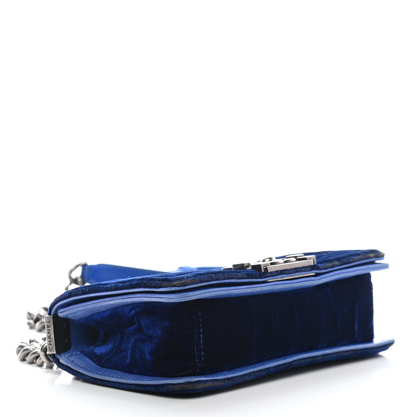 Velvet Quilted Small Boy Flap Blue