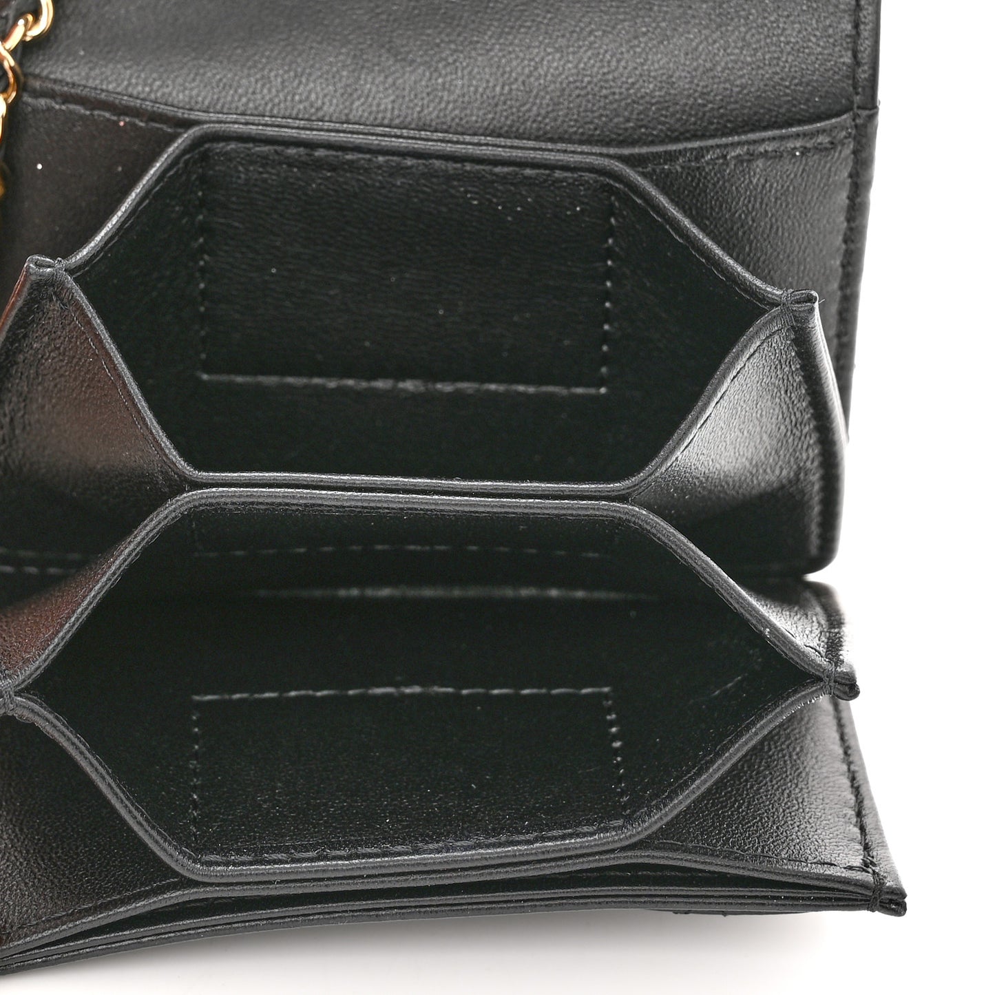 Lambskin Quilted Flap Card Holder With Cuff Black