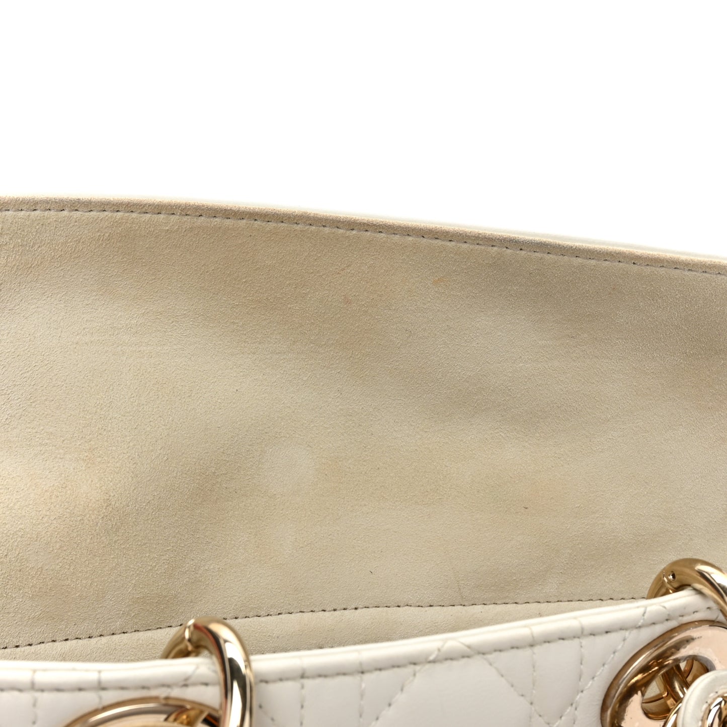 Lambskin Cannage Medium Lady D-Joy White
