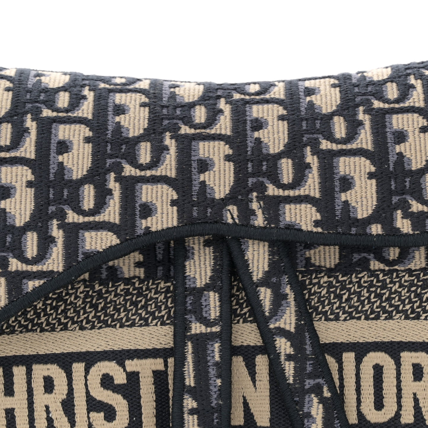 Oblique Embroidered Saddle Bag Blue