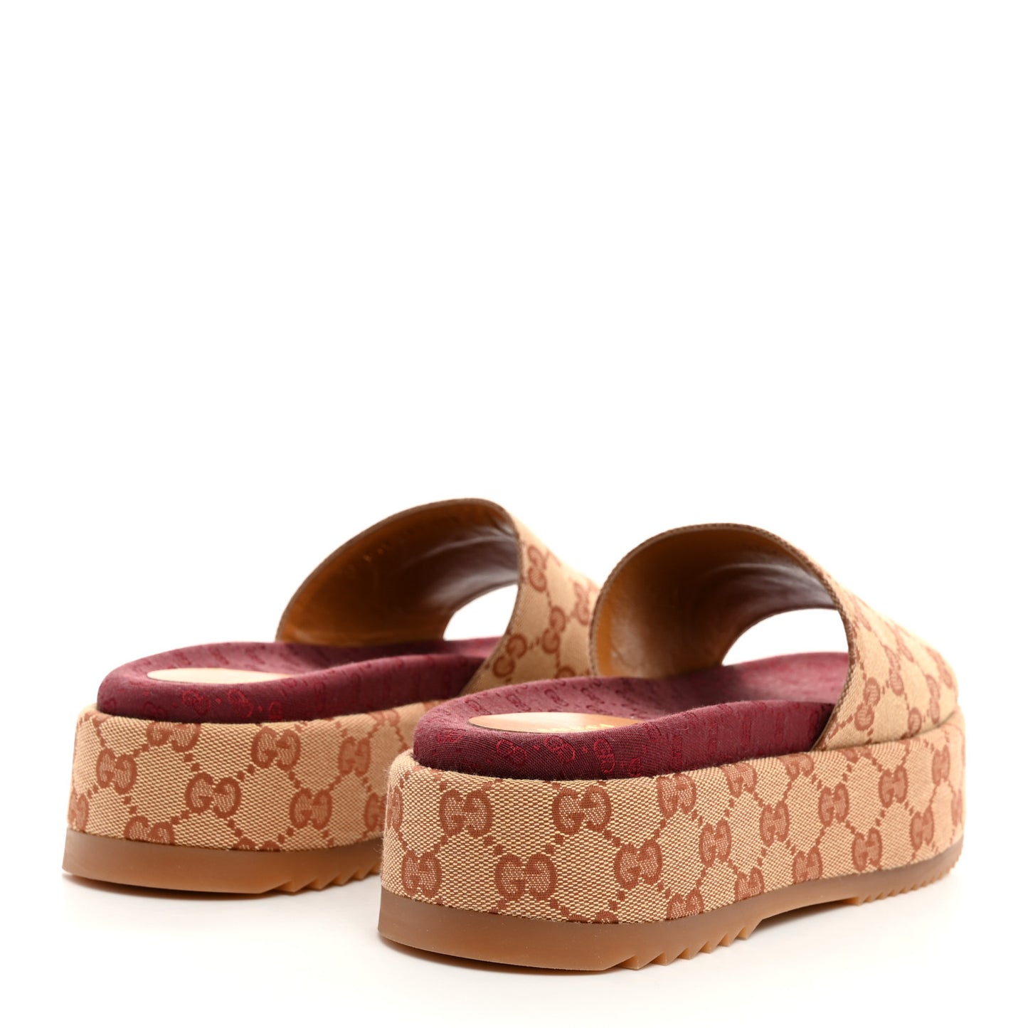 Canvas GG Monogram Angelina Platform Slide Sandals 38.5 Beige Ruggine