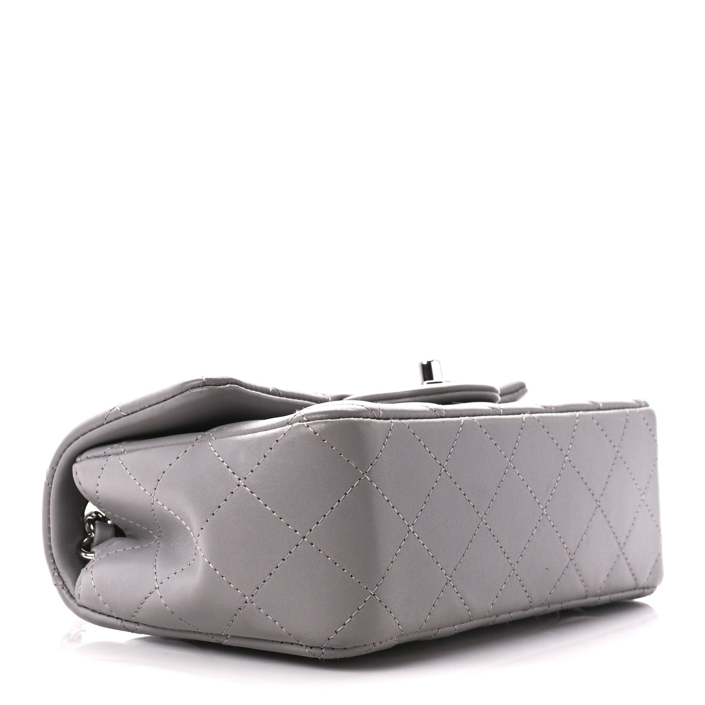 Lambskin Quilted Mini Rectangular Flap Grey
